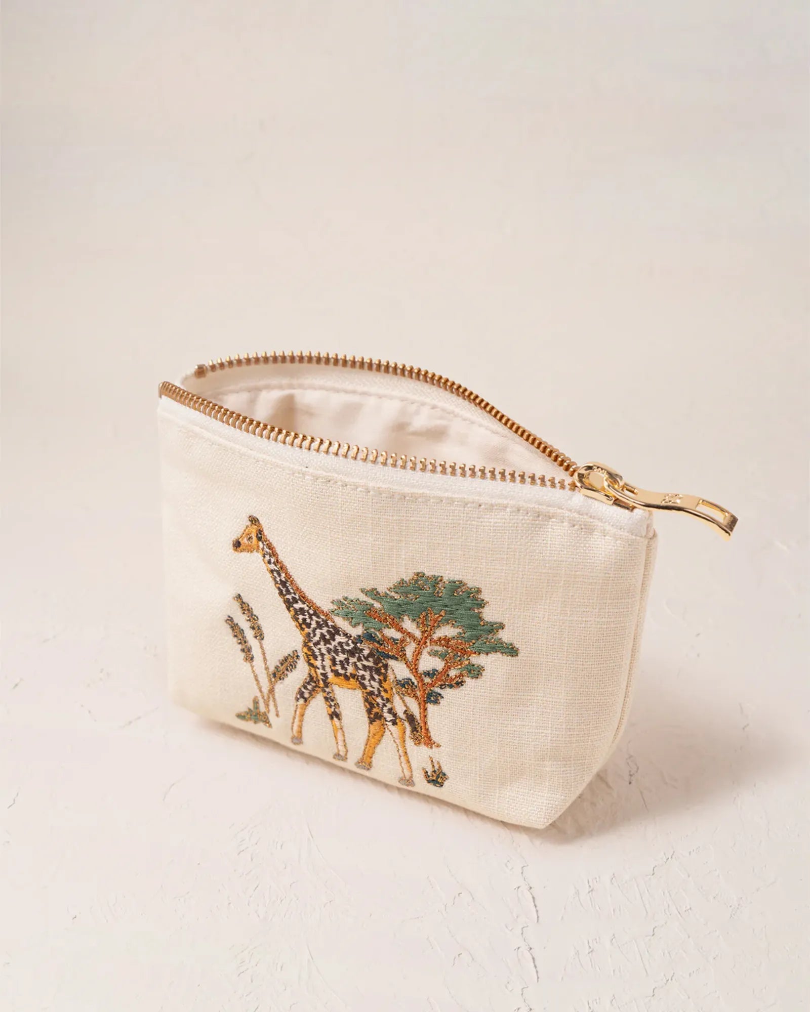 Giraffe Herd Cream Coin Purse