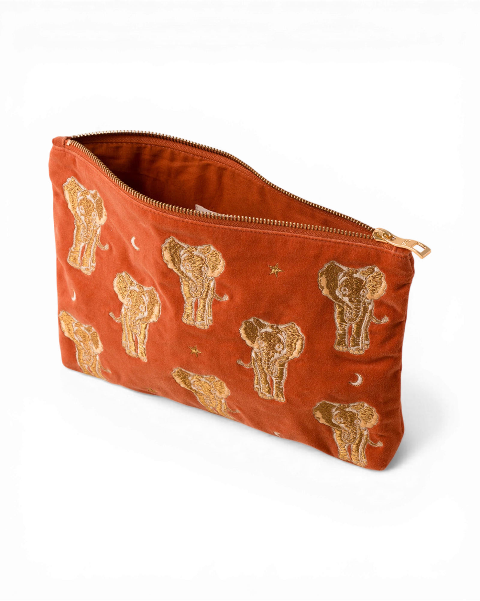 Golden Elephants Everyday Pouch - Rust
