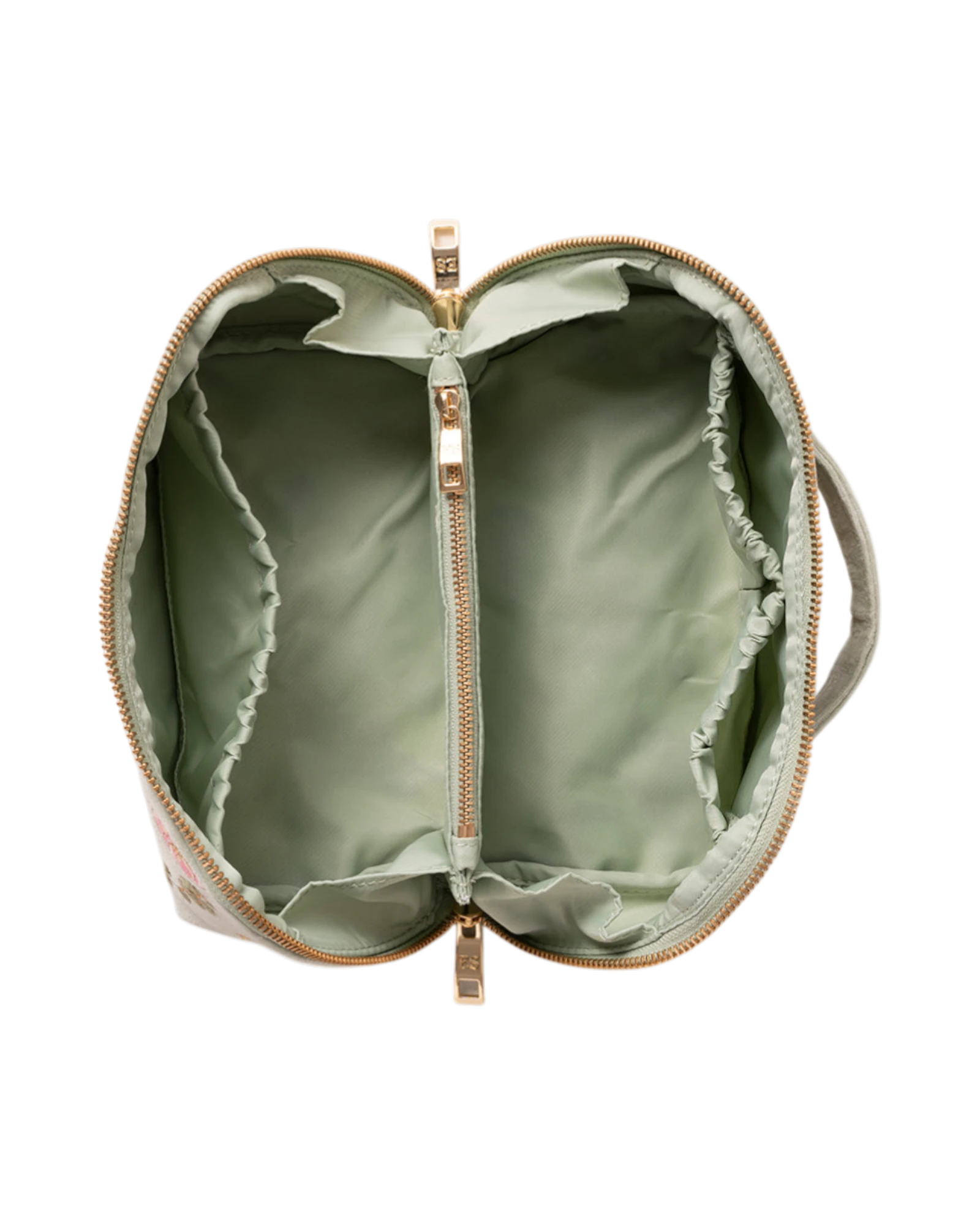 Pressed Flowers Open Flat Makeup Bag - Sage
