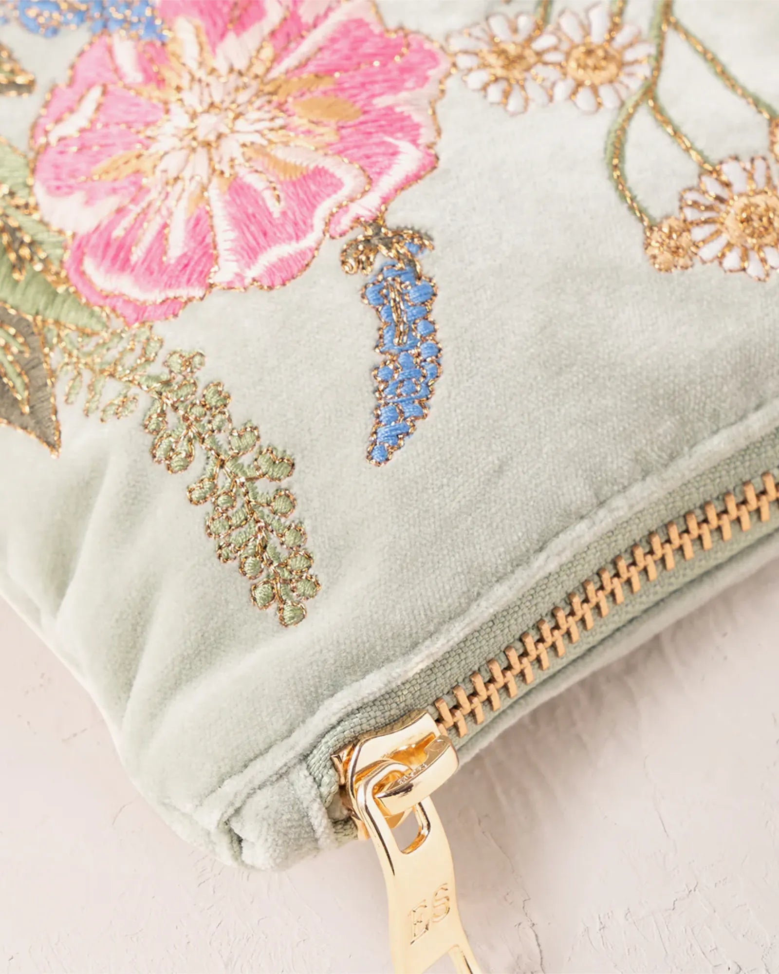 Pressed Flowers Sage Everyday Pouch