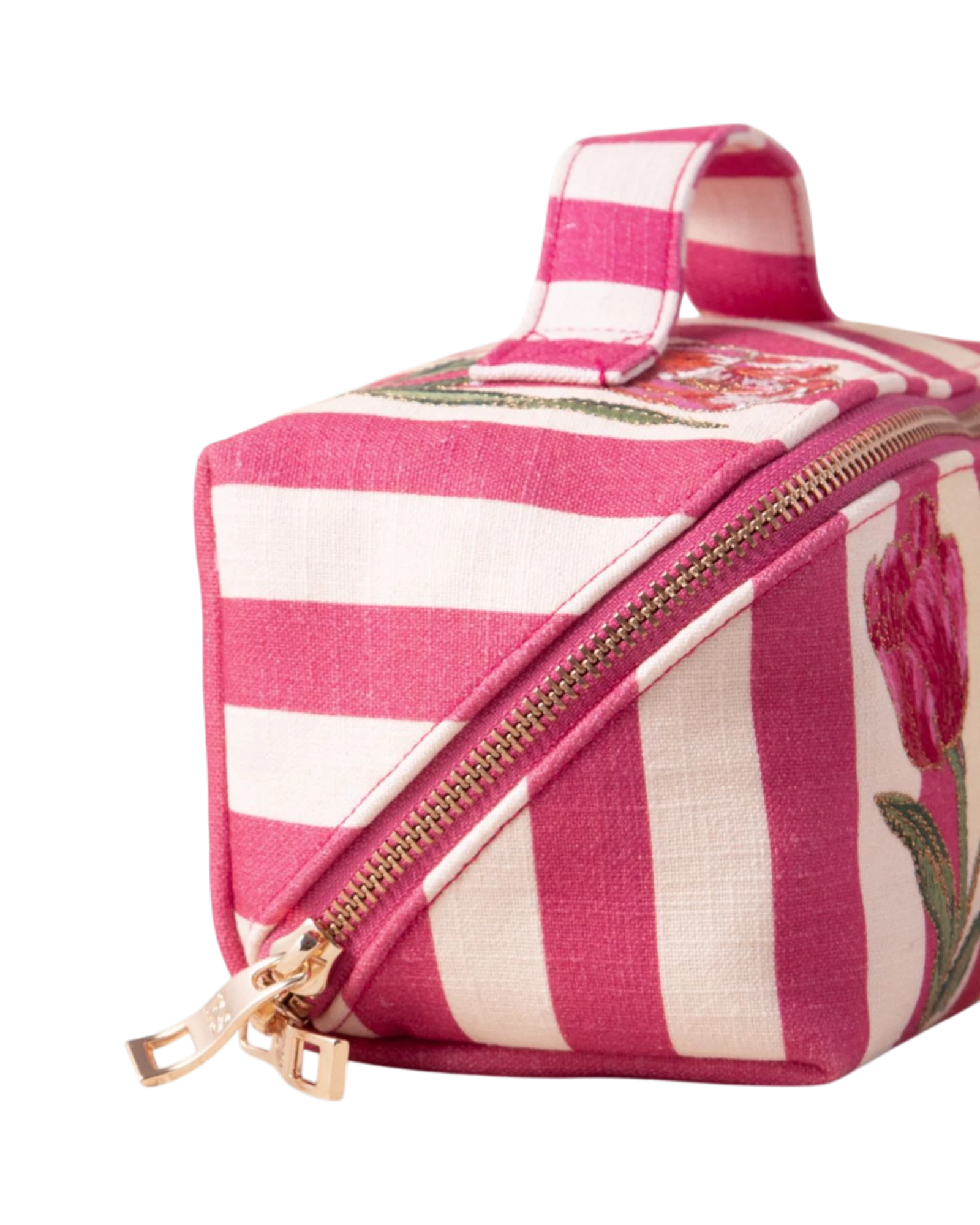 Tulip Stripe Printed Open Flat Makeup Bag