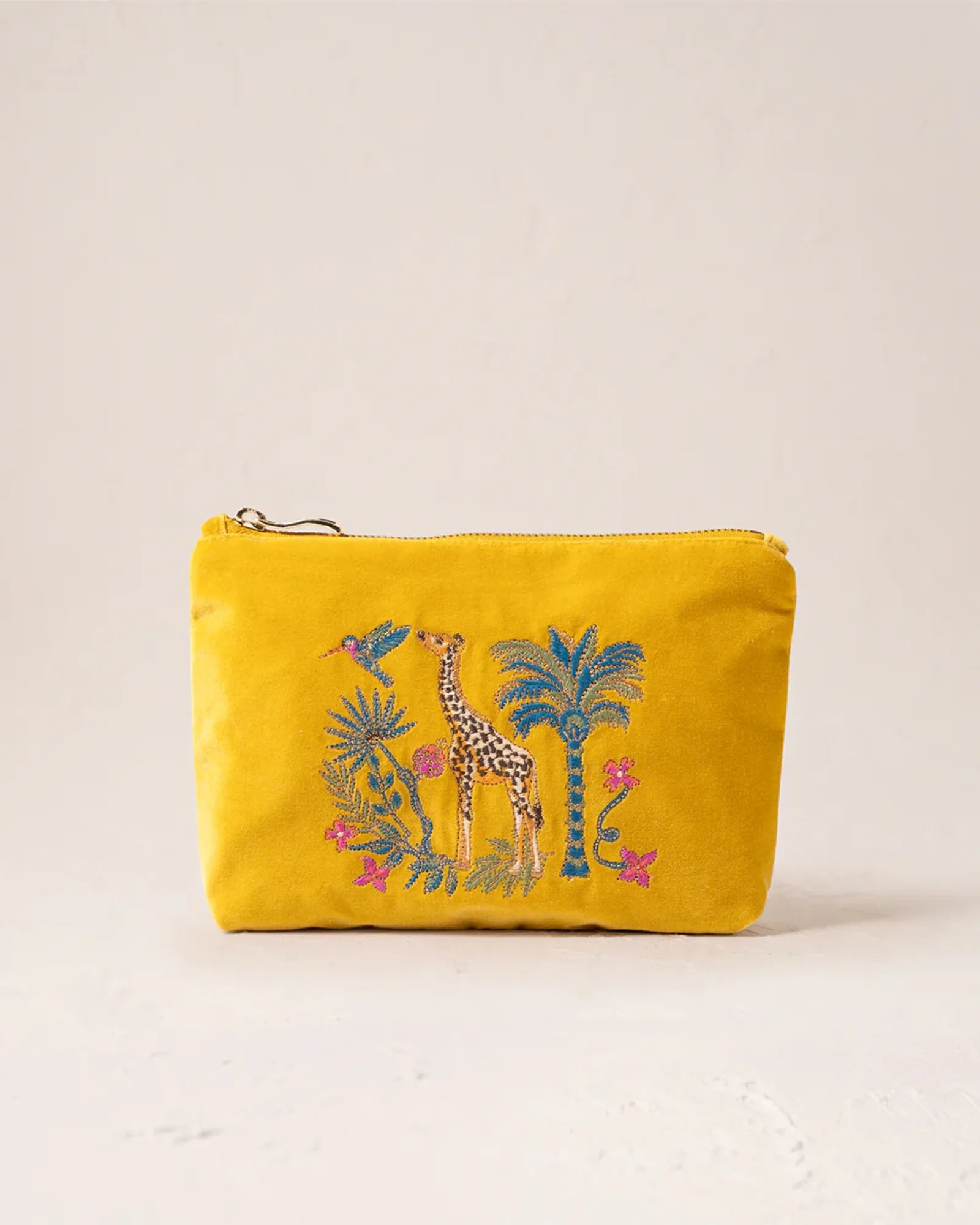 Wild Giraffe Palm Mustard Yellow Mini Pouch