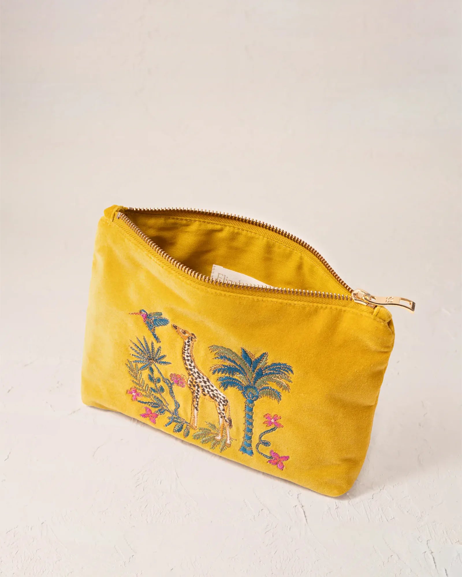 Wild Giraffe Palm Mustard Yellow Mini Pouch