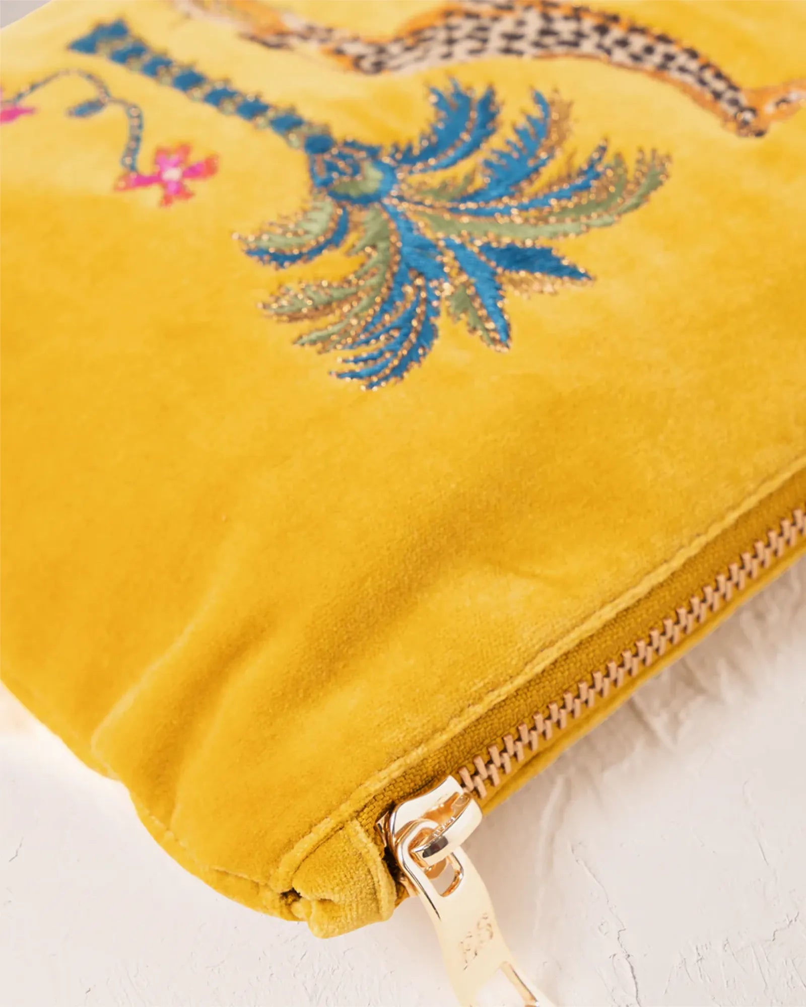 Wild Giraffe Palm Mustard Yellow Mini Pouch