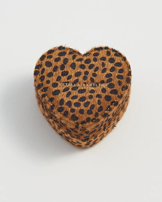 Mini Heart Jewellery Box - Cheetah Print