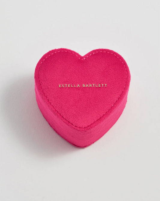 Mini Heart Jewellery Box - Hot Pink Velvet