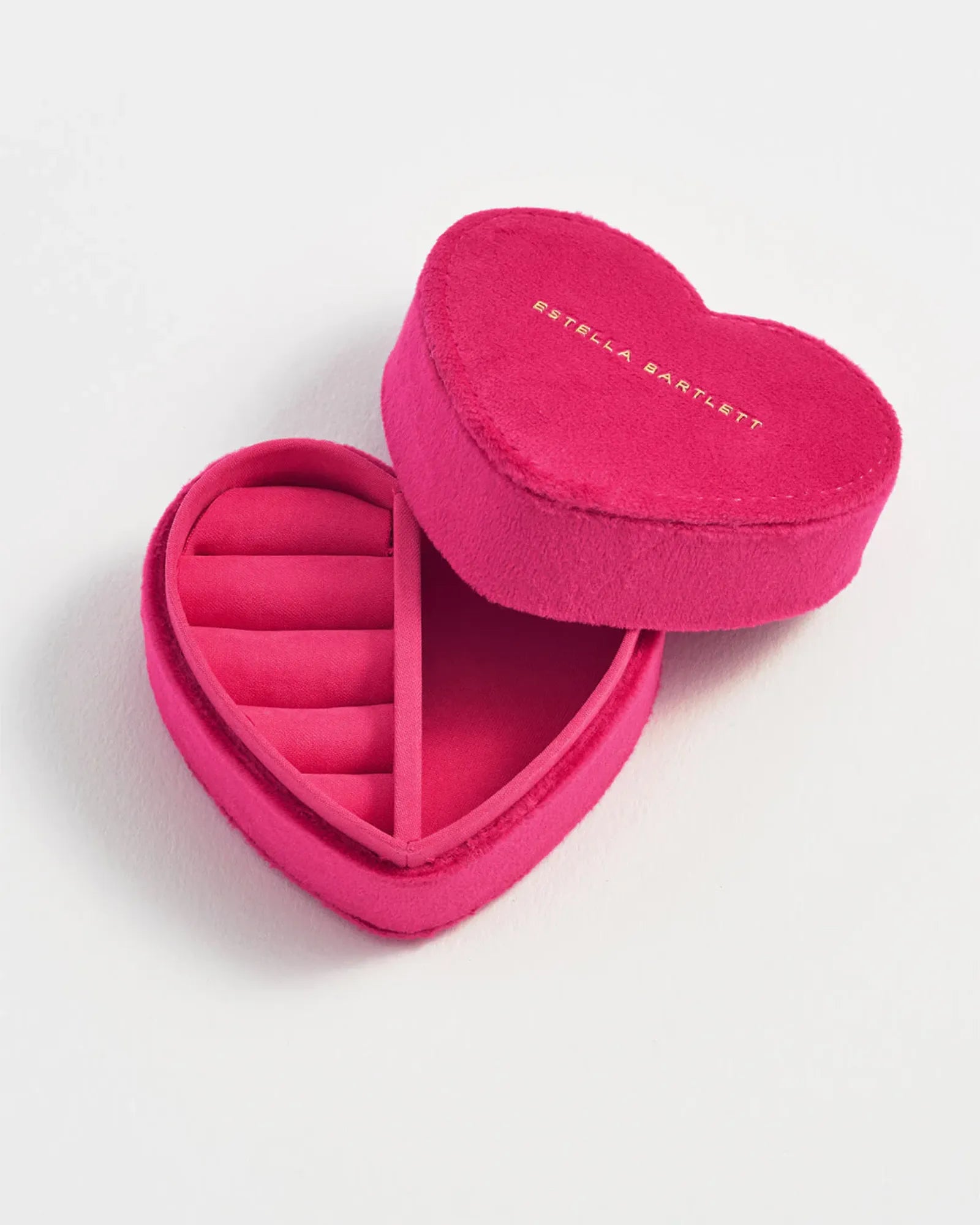 Mini Heart Jewellery Box - Hot Pink Velvet