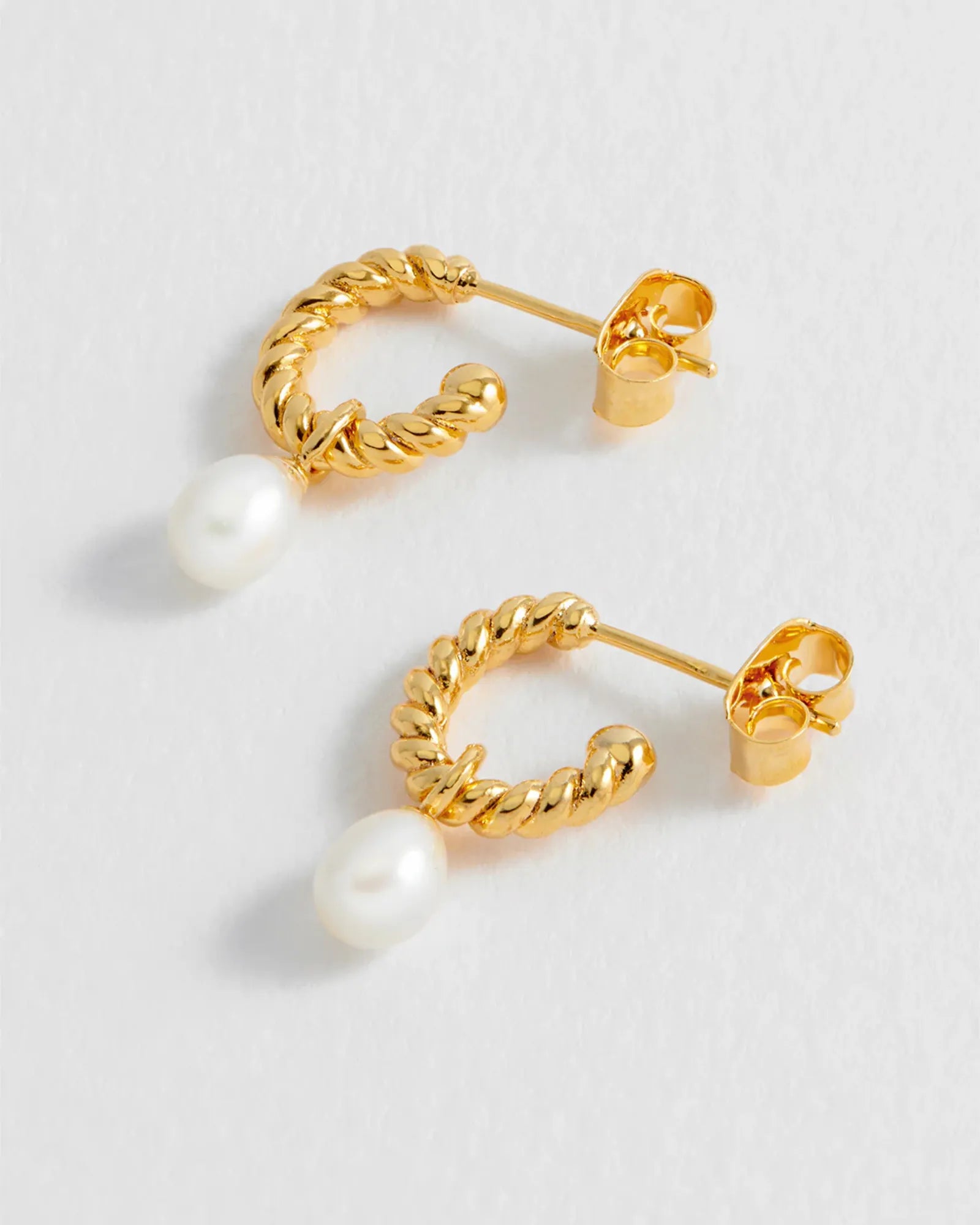 Pearl Drop & Twist Hoop Earrings