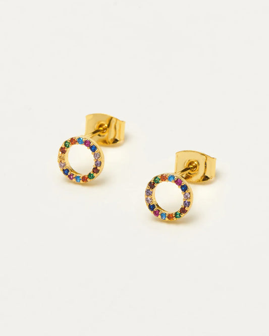 Rainbow Circle Earrings - Gold Plated