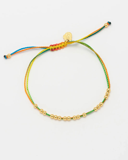 Rainbow Cord Bracelet - Gold Plated