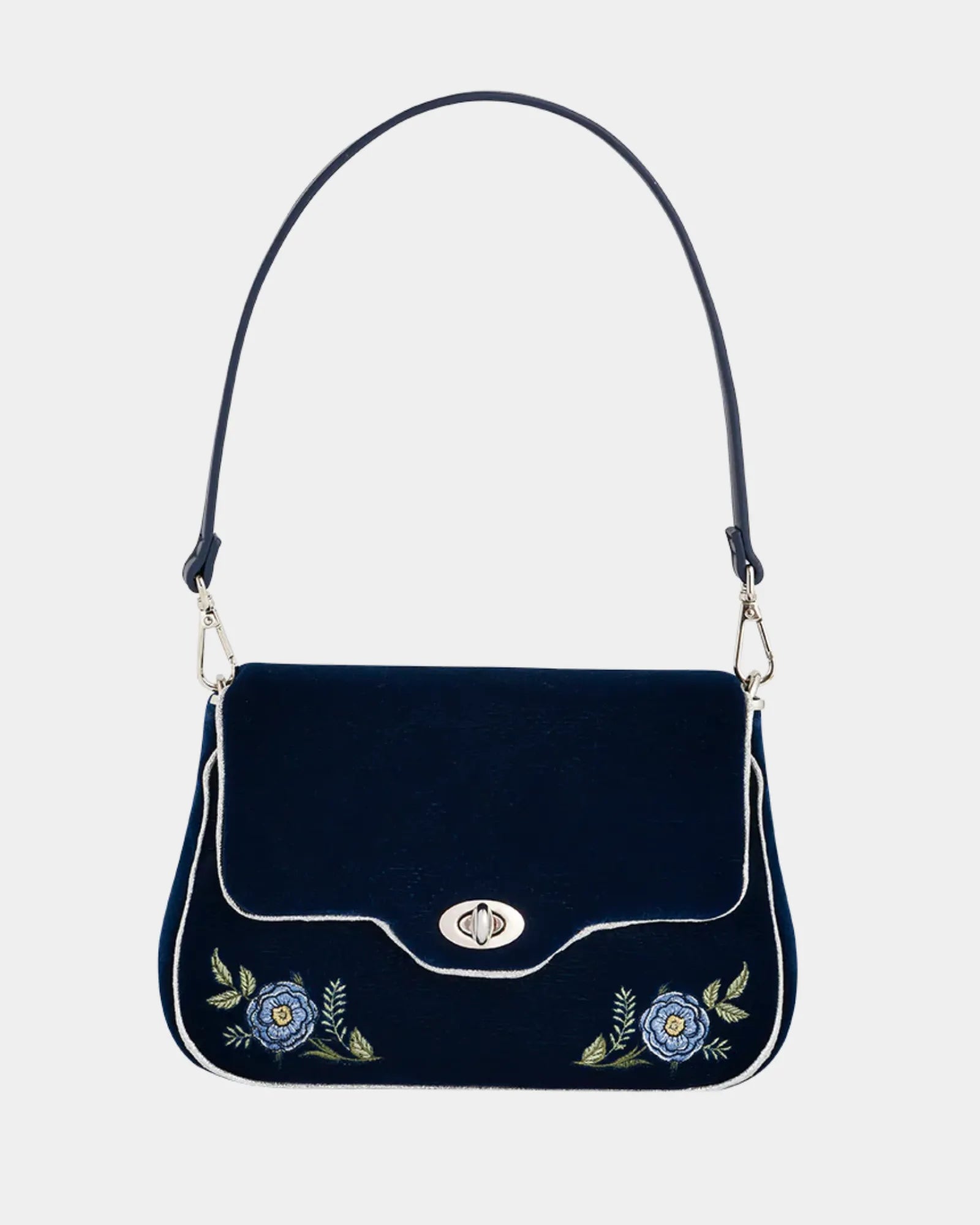 Blue Rose Embroidered Clutch