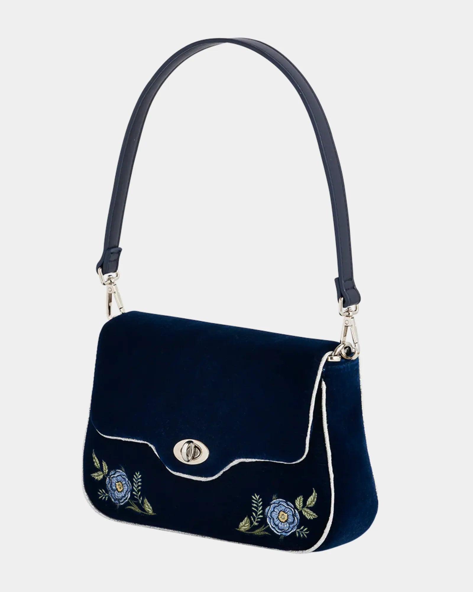 Blue Rose Embroidered Clutch