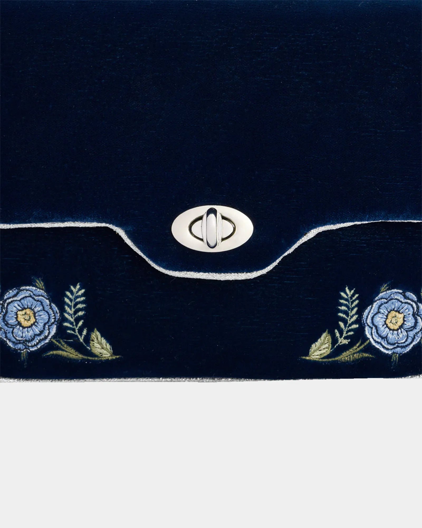 Blue Rose Embroidered Clutch