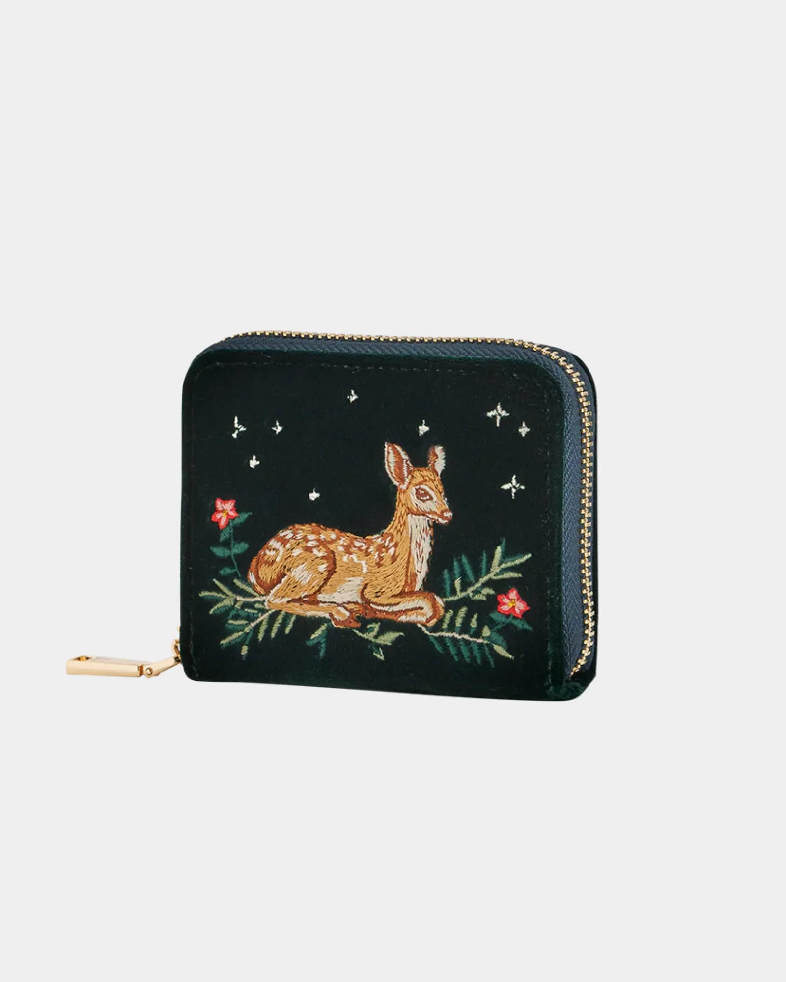 Green Fawn Embroidered Purse Small