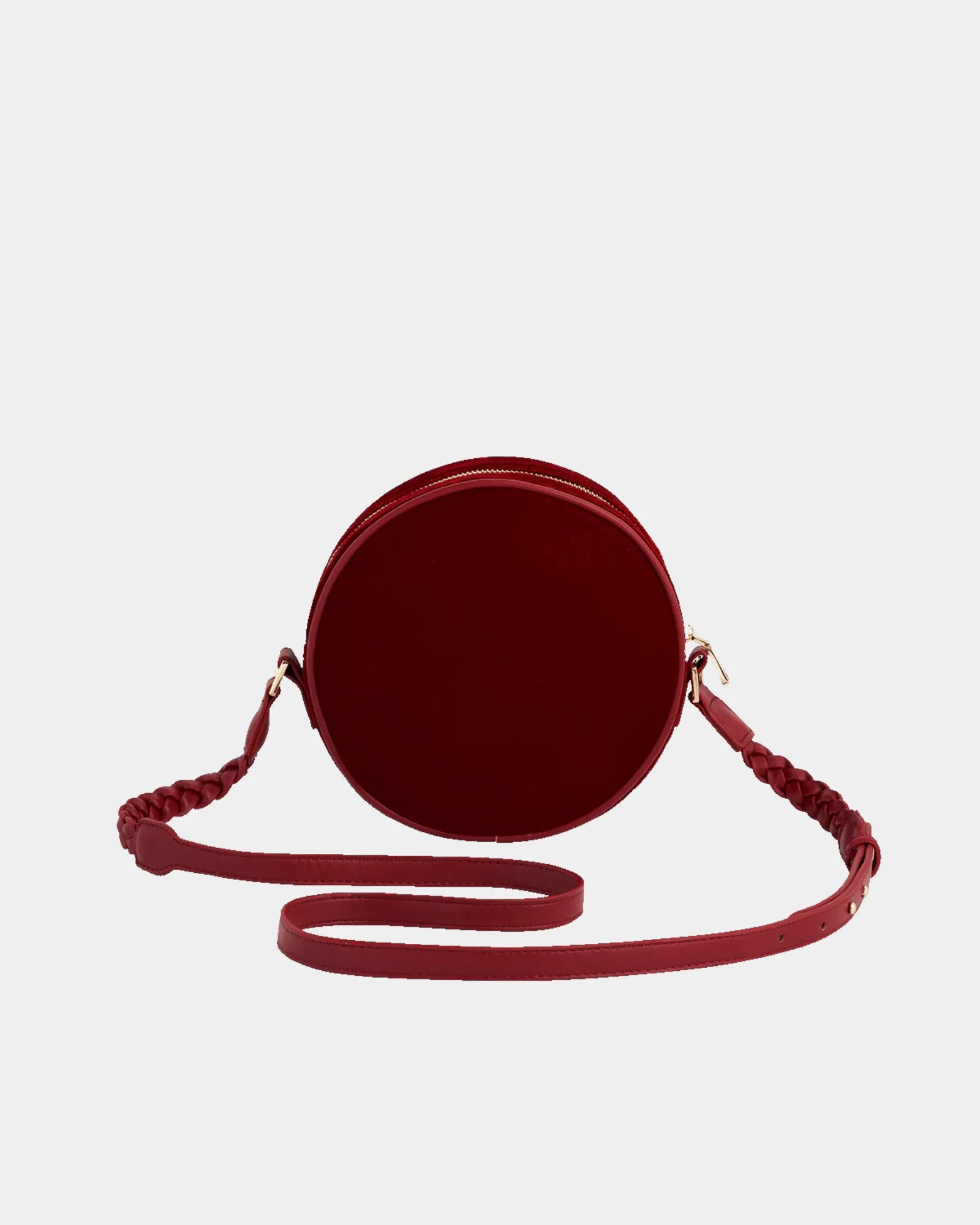 Red Star Gazing Rabbit Embroidered Circle Bag