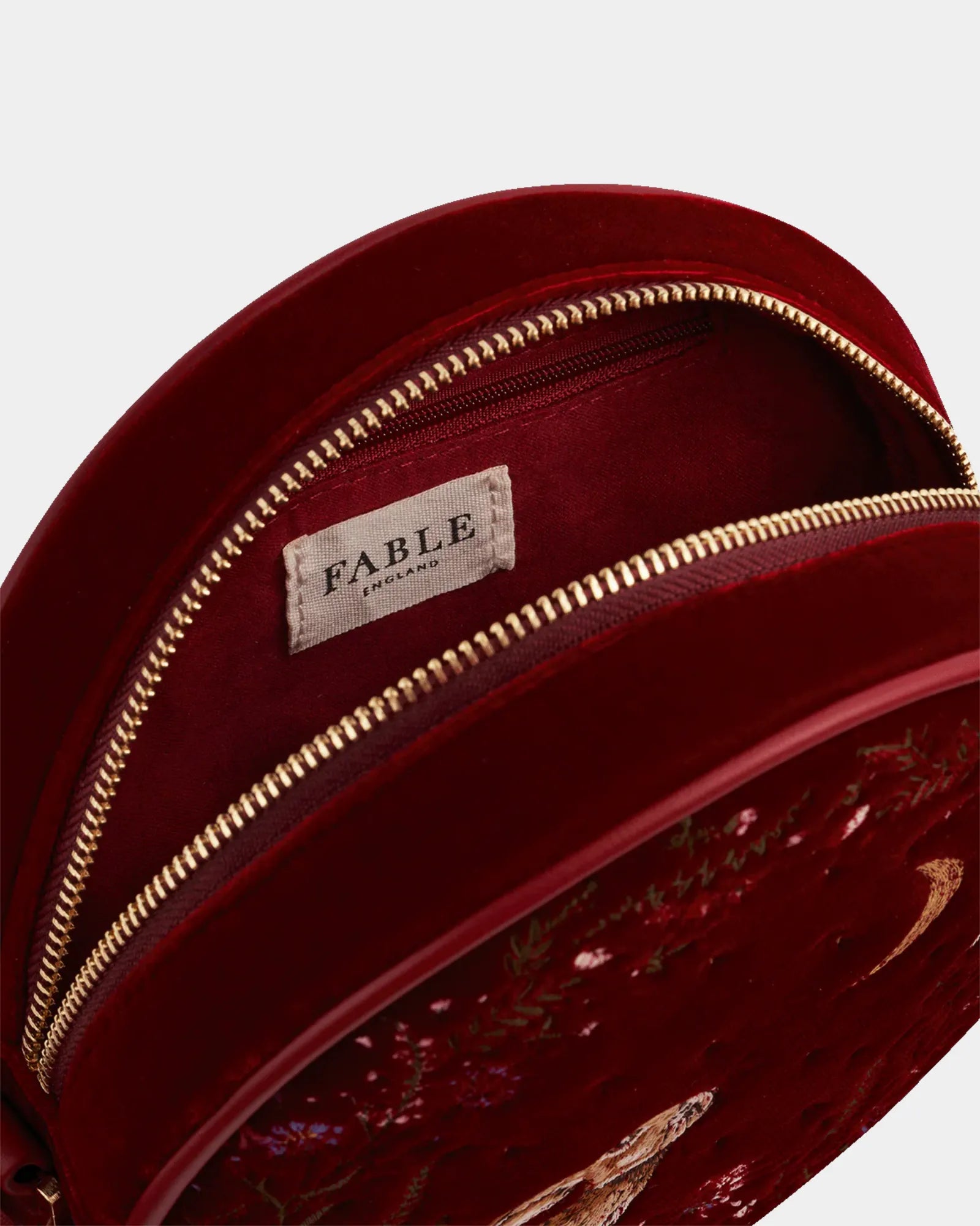 Red Star Gazing Rabbit Embroidered Circle Bag