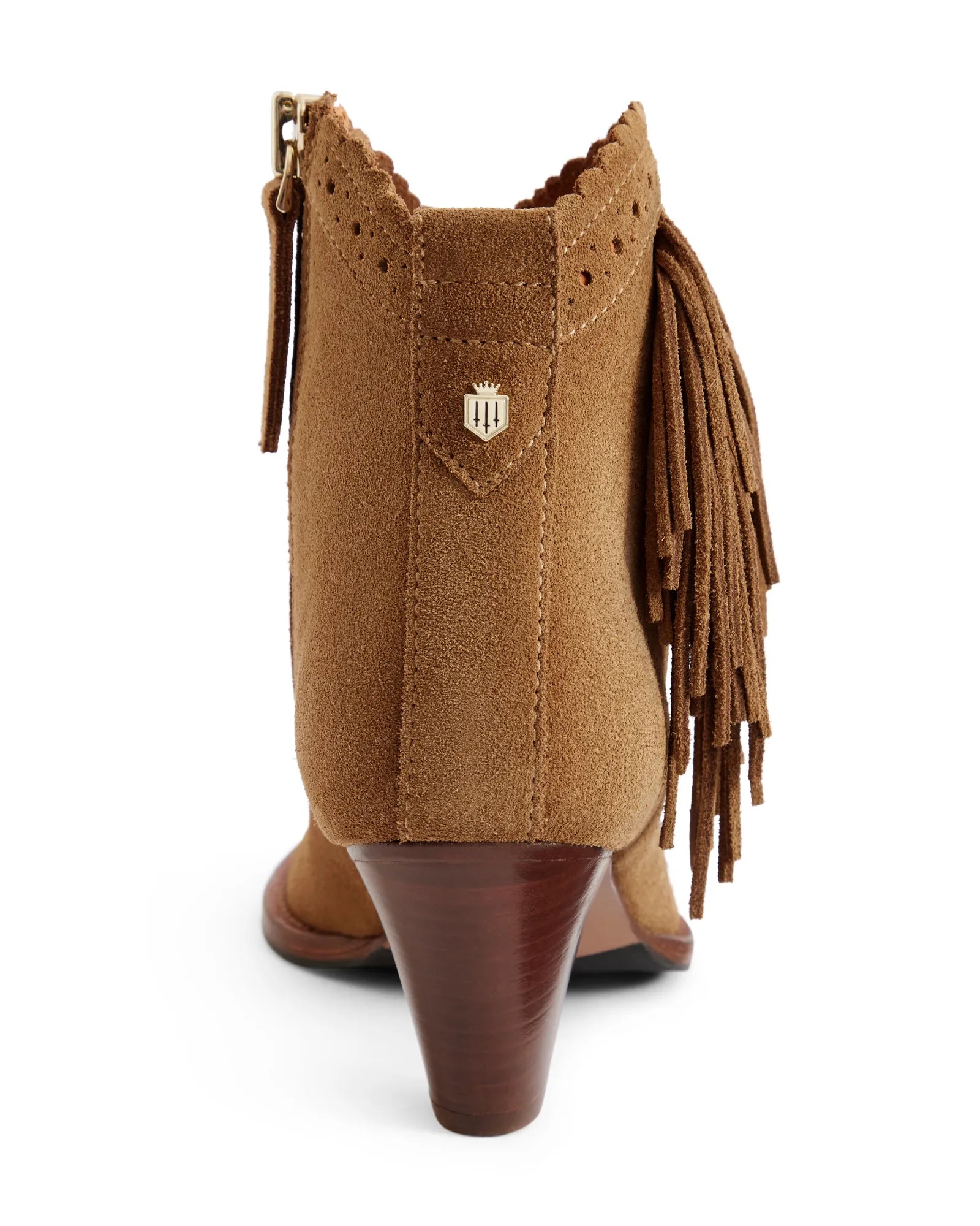 Fringed Regina Ankle Boots - Tan Suede