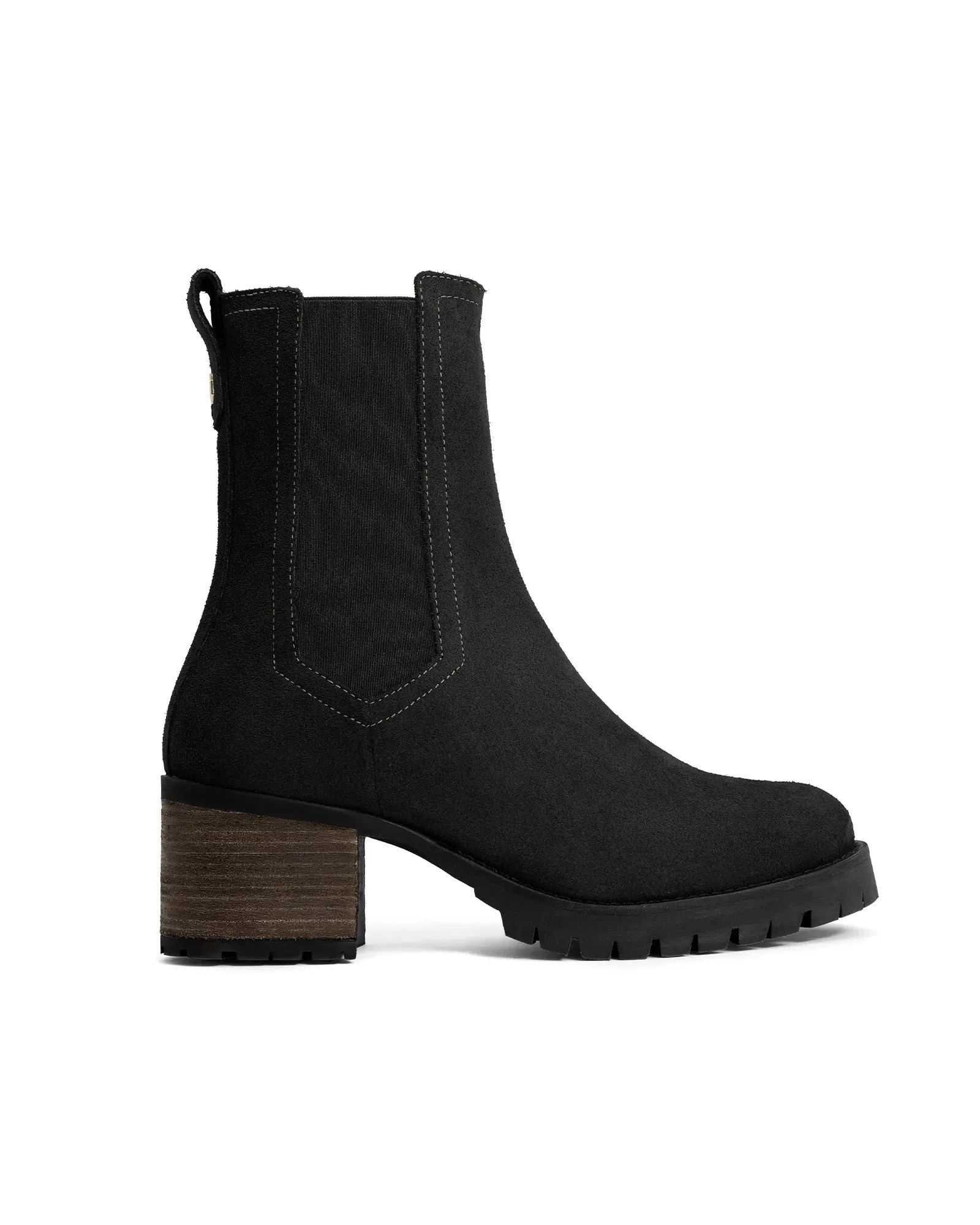 Heeled Boudica Ankle Boot - Black Suede