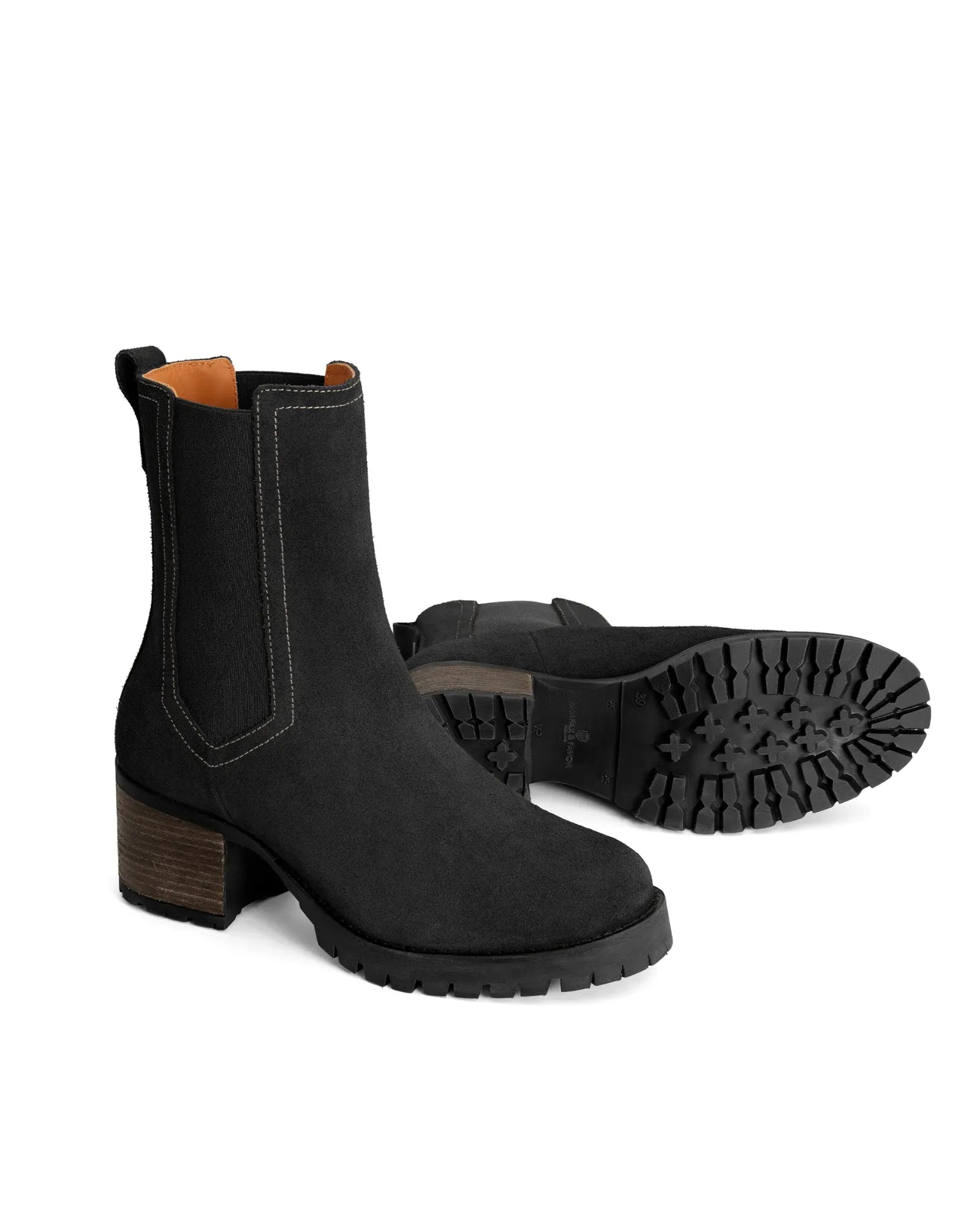Heeled Boudica Ankle Boot - Black Suede