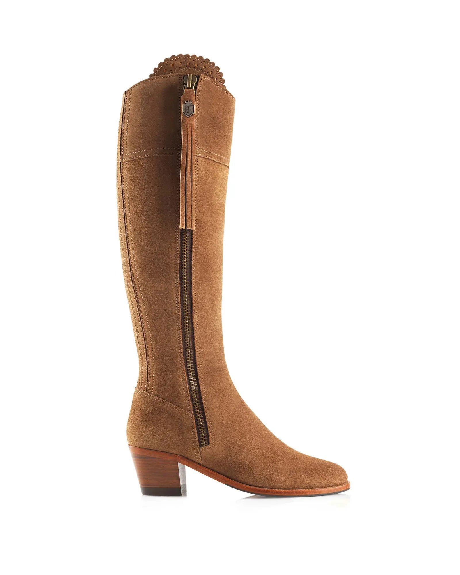 Heeled Regina Sporting Fit Boot - Tan Suede