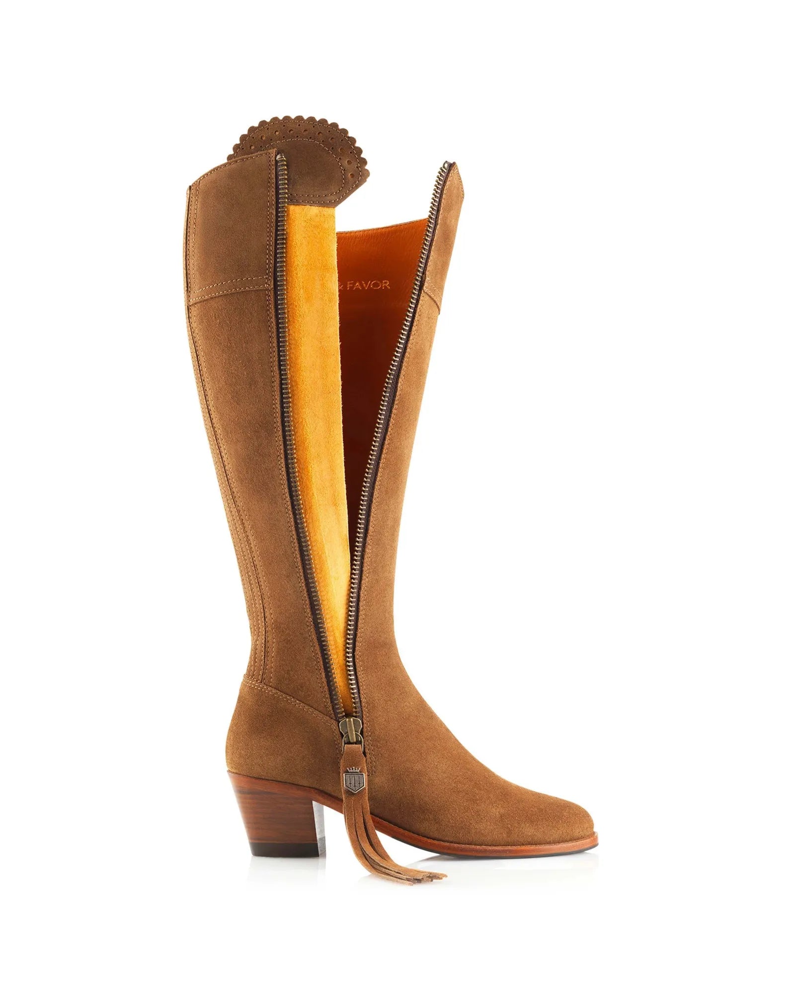 Heeled Regina Sporting Fit Boot - Tan Suede