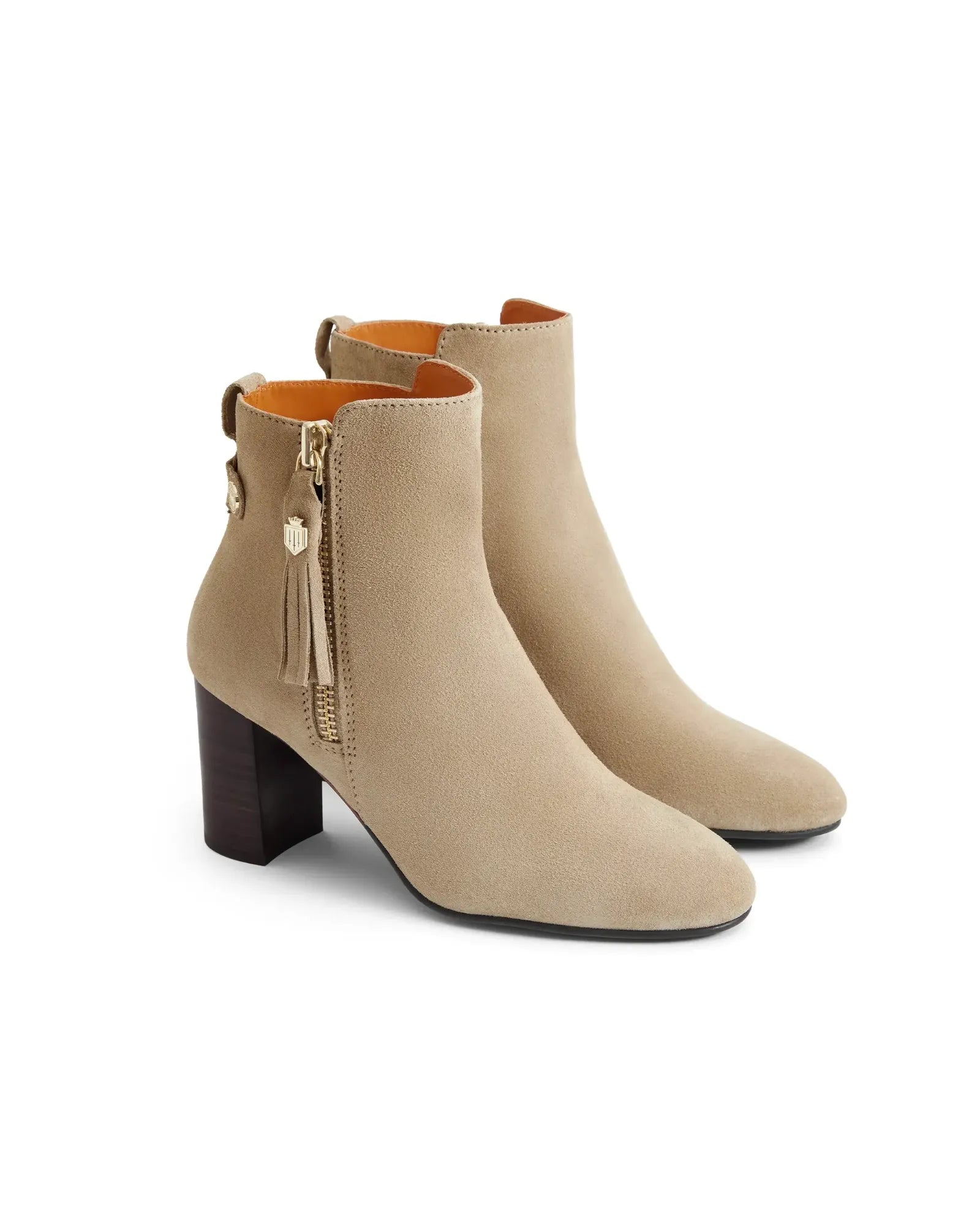 Oakham Caramel Suede Heeled Ankle Boots