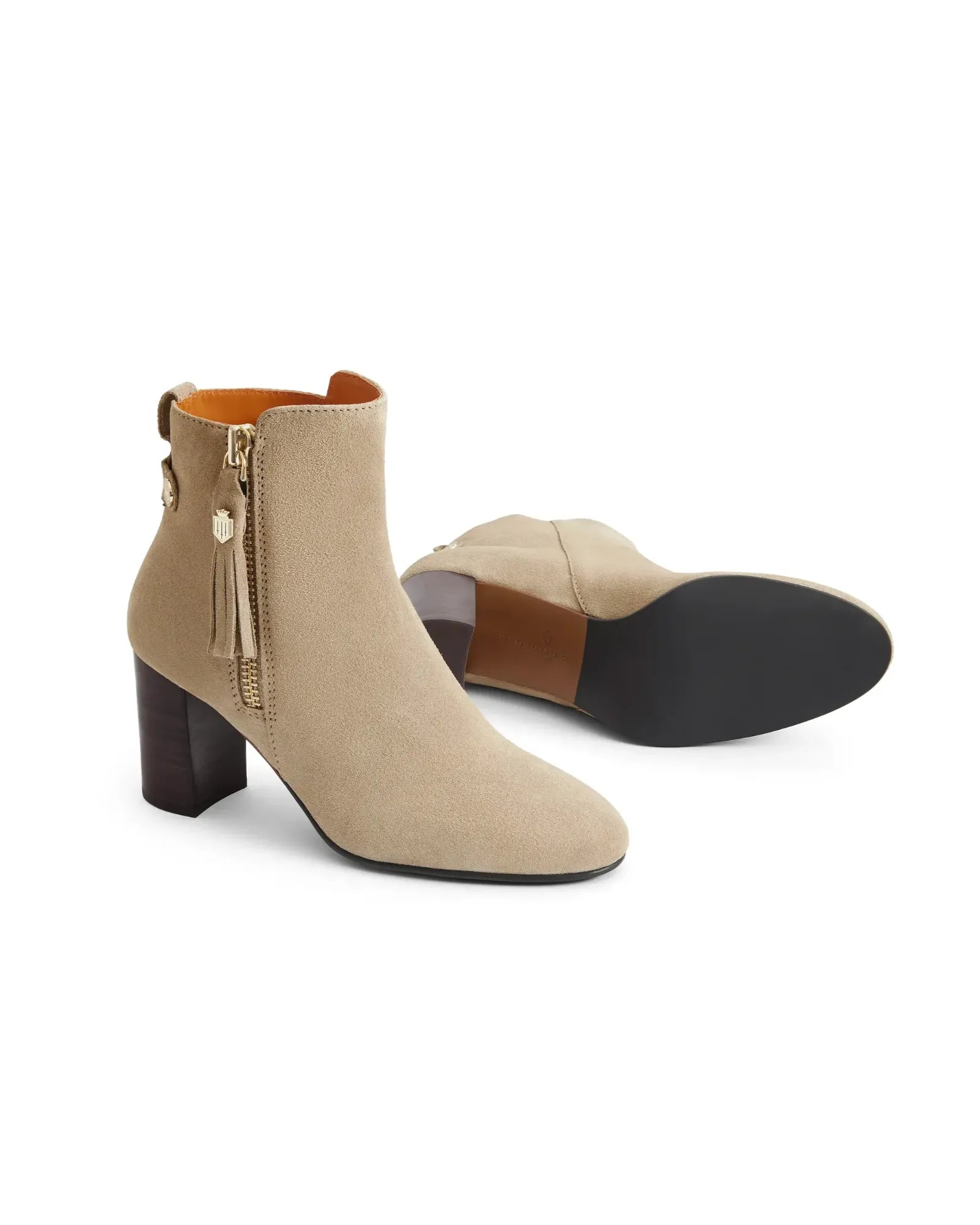 Oakham Caramel Suede Heeled Ankle Boots