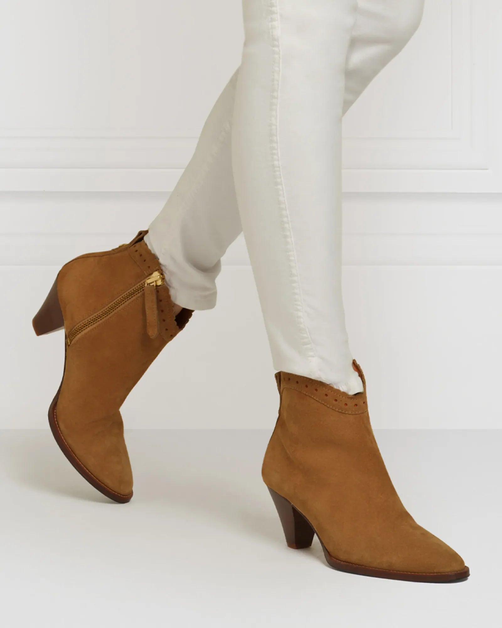 The Regina Ankle Boot in Tan Suede