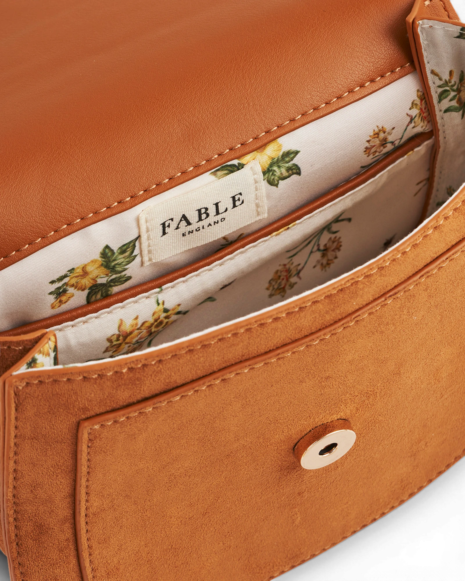 Floral Embroidered Saddle Bag - Tan