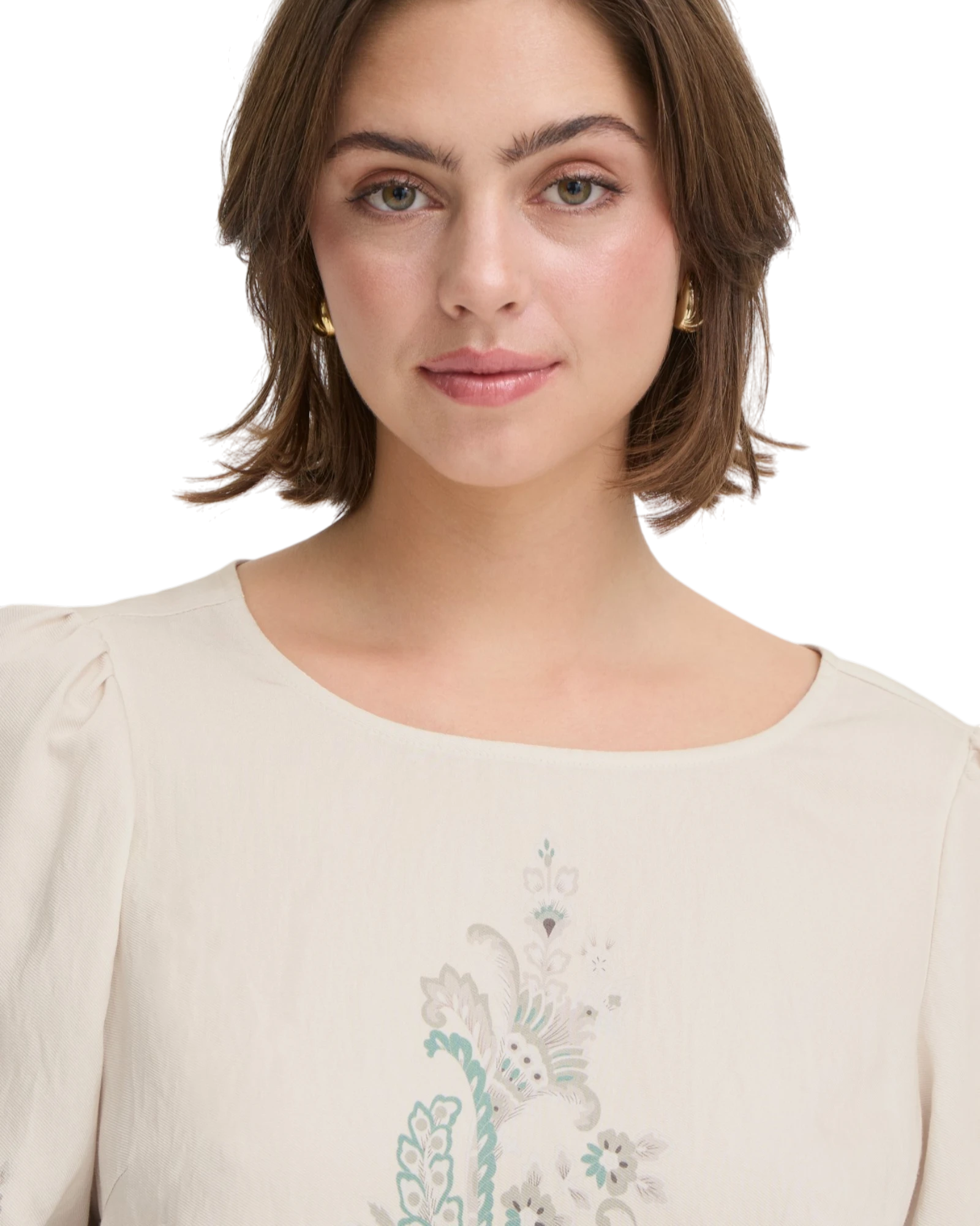 FRADARA Blouse - Dark Sage Paisley