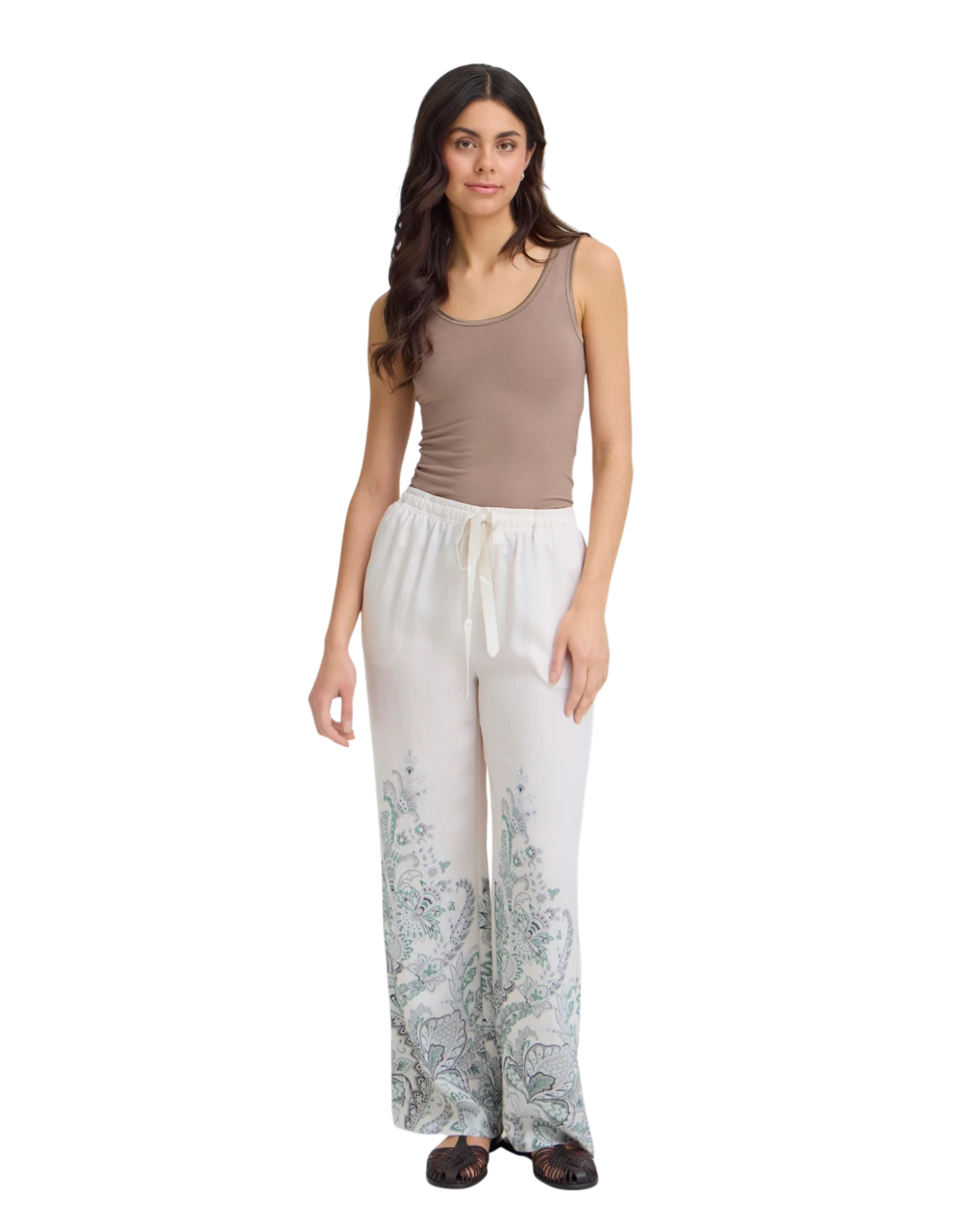 FRADARA Trousers - Dark Sage Paisley