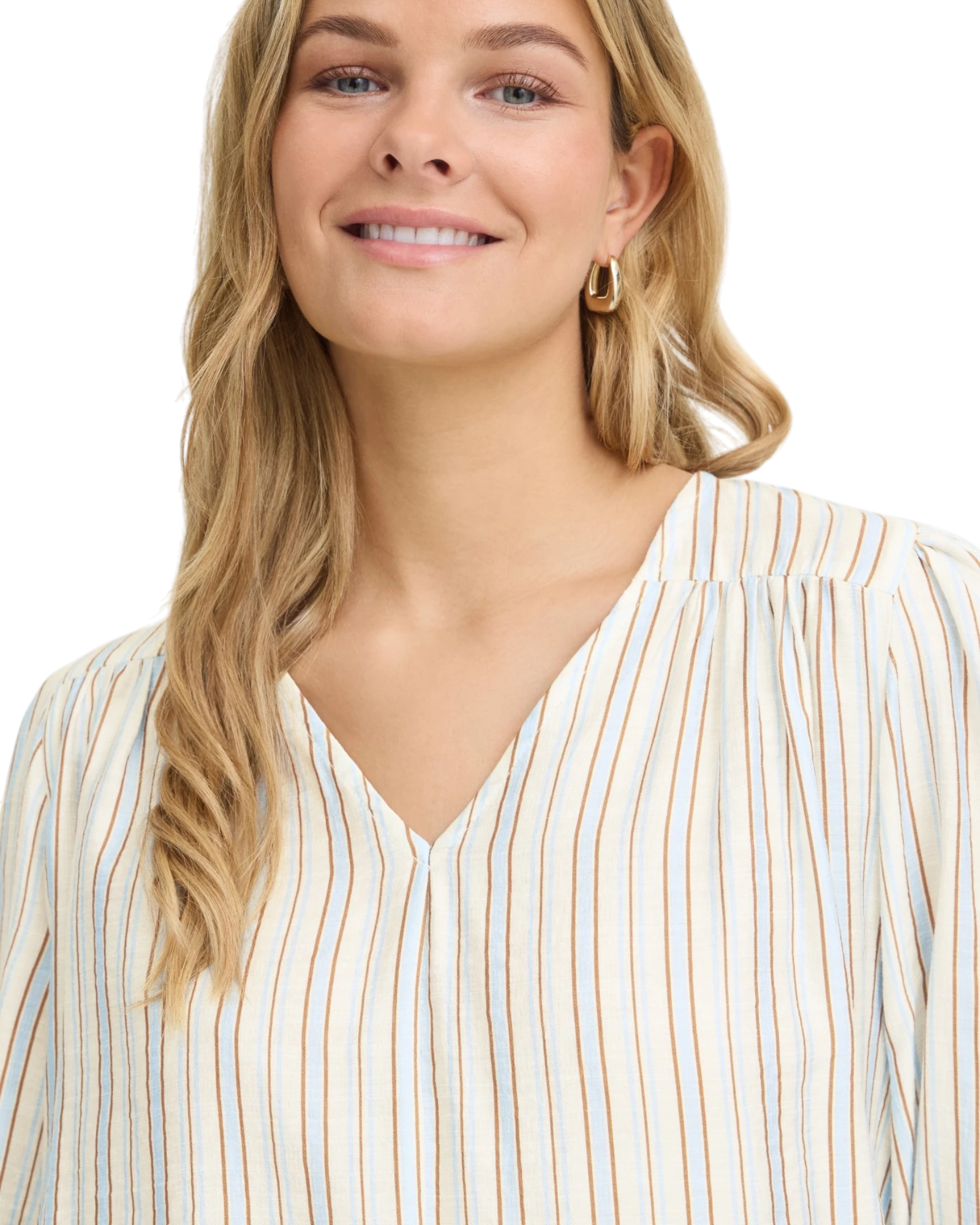 FRARIANA Blouse - Tobacco Blue Stripe