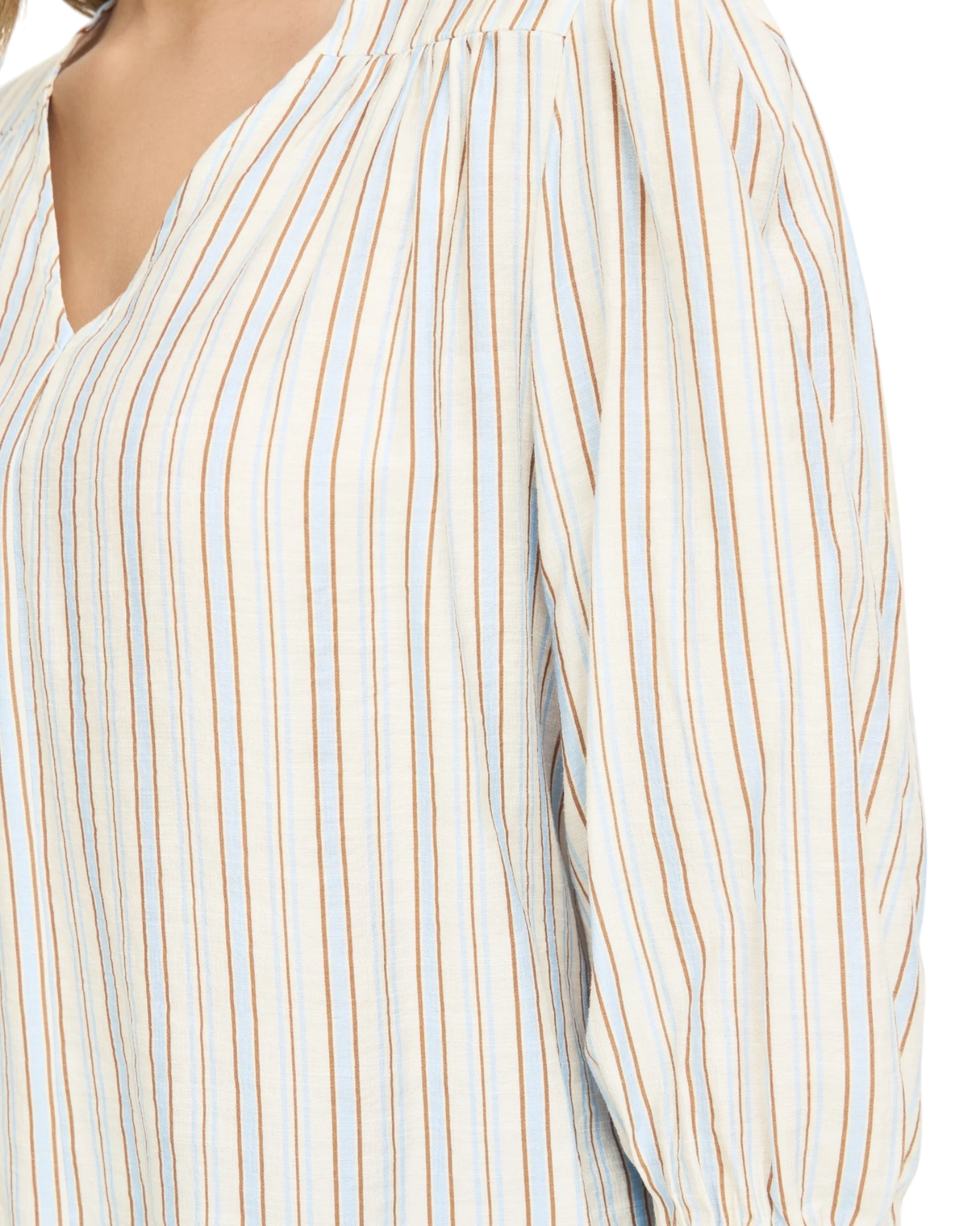 FRARIANA Blouse - Tobacco Blue Stripe