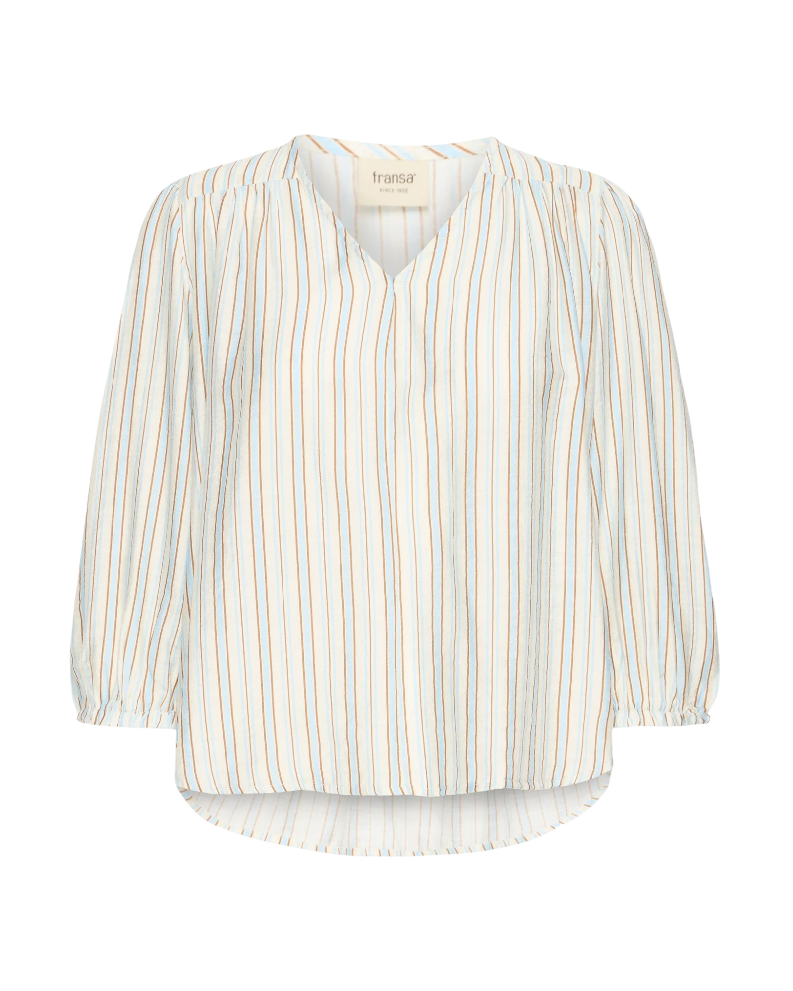FRARIANA Blouse - Tobacco Blue Stripe