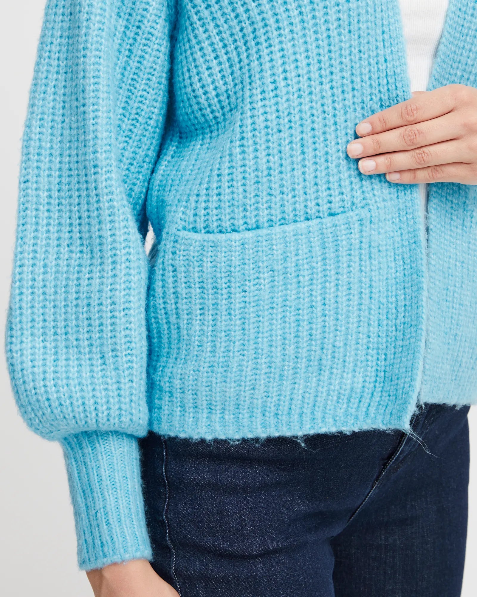 Fransa Beverly Knitted Cardigan - Ethereal Blue Melange – Beacon