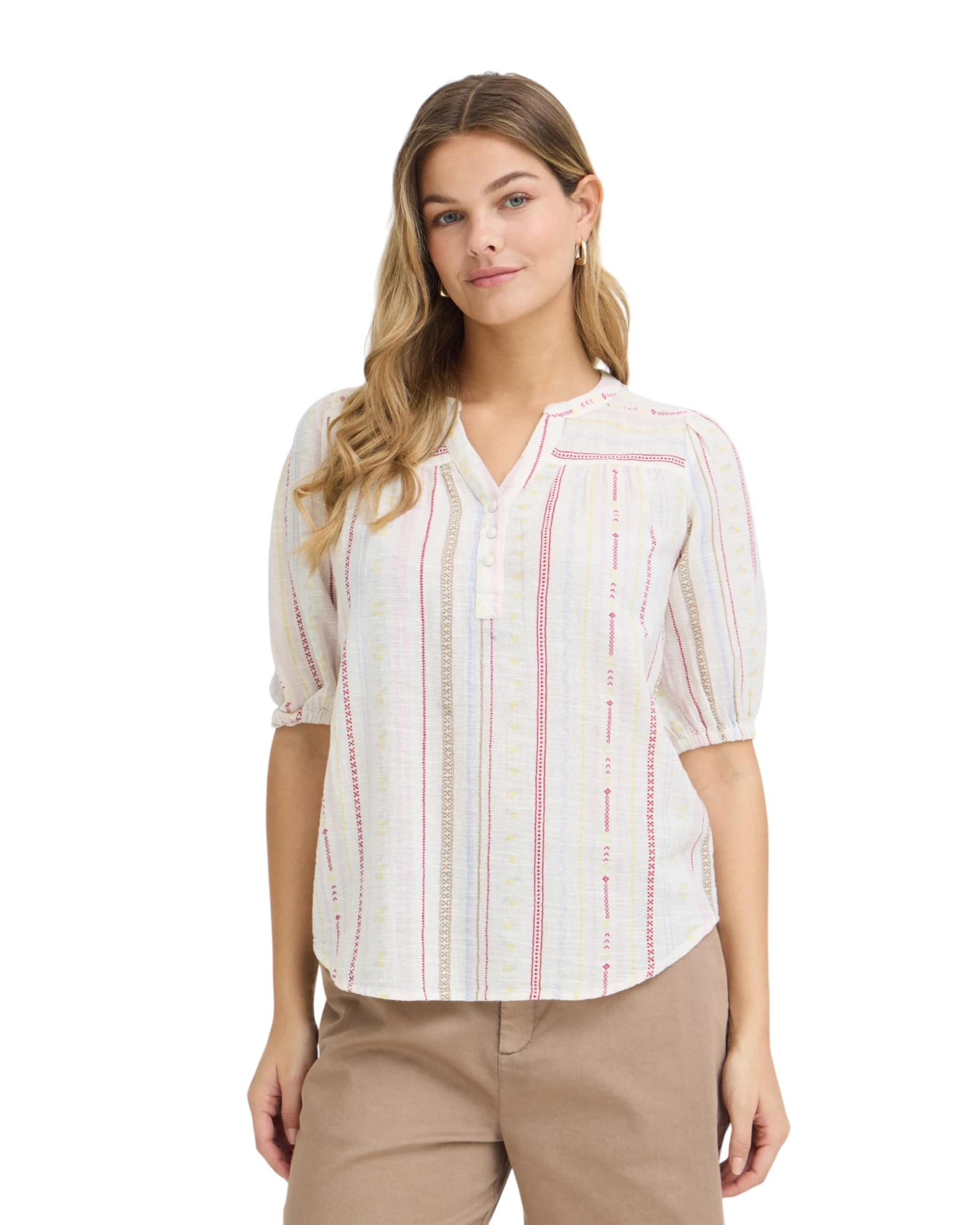 FRBOBBI Blouse - Red Yellow Stripe