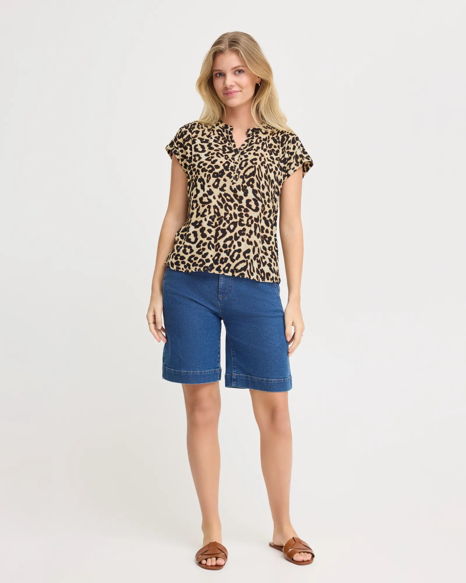 FREASE Blouse - Brown Leopard