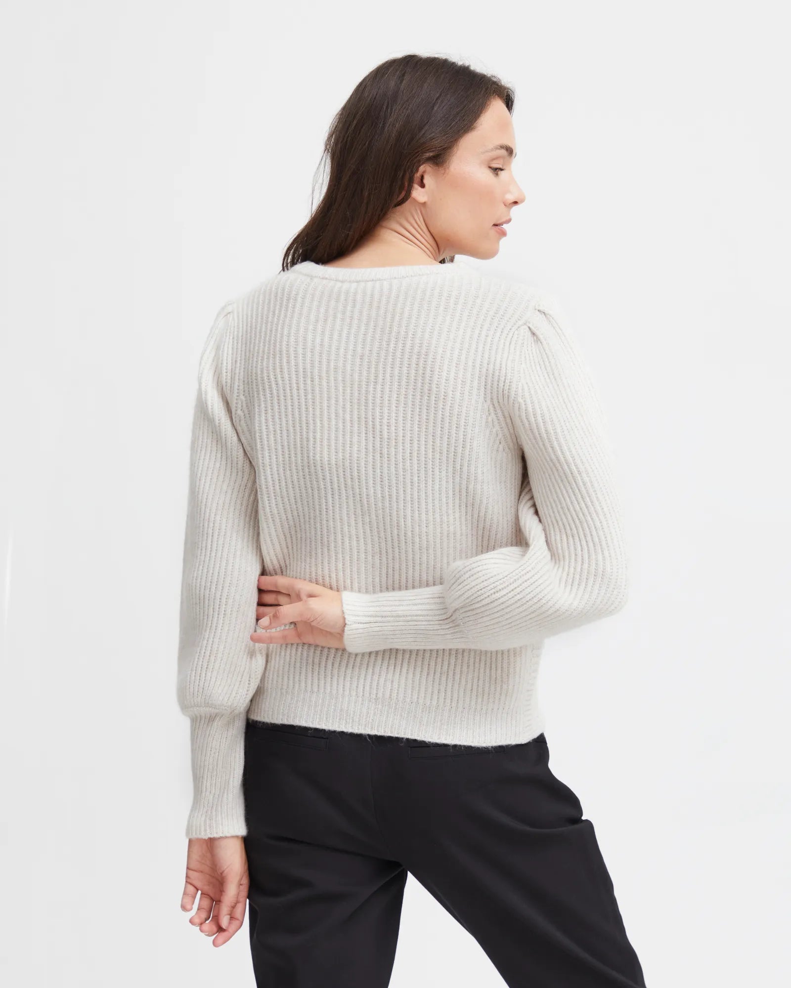 Fransa Elna Knitted Pullover - Limestone Melange – Beacon