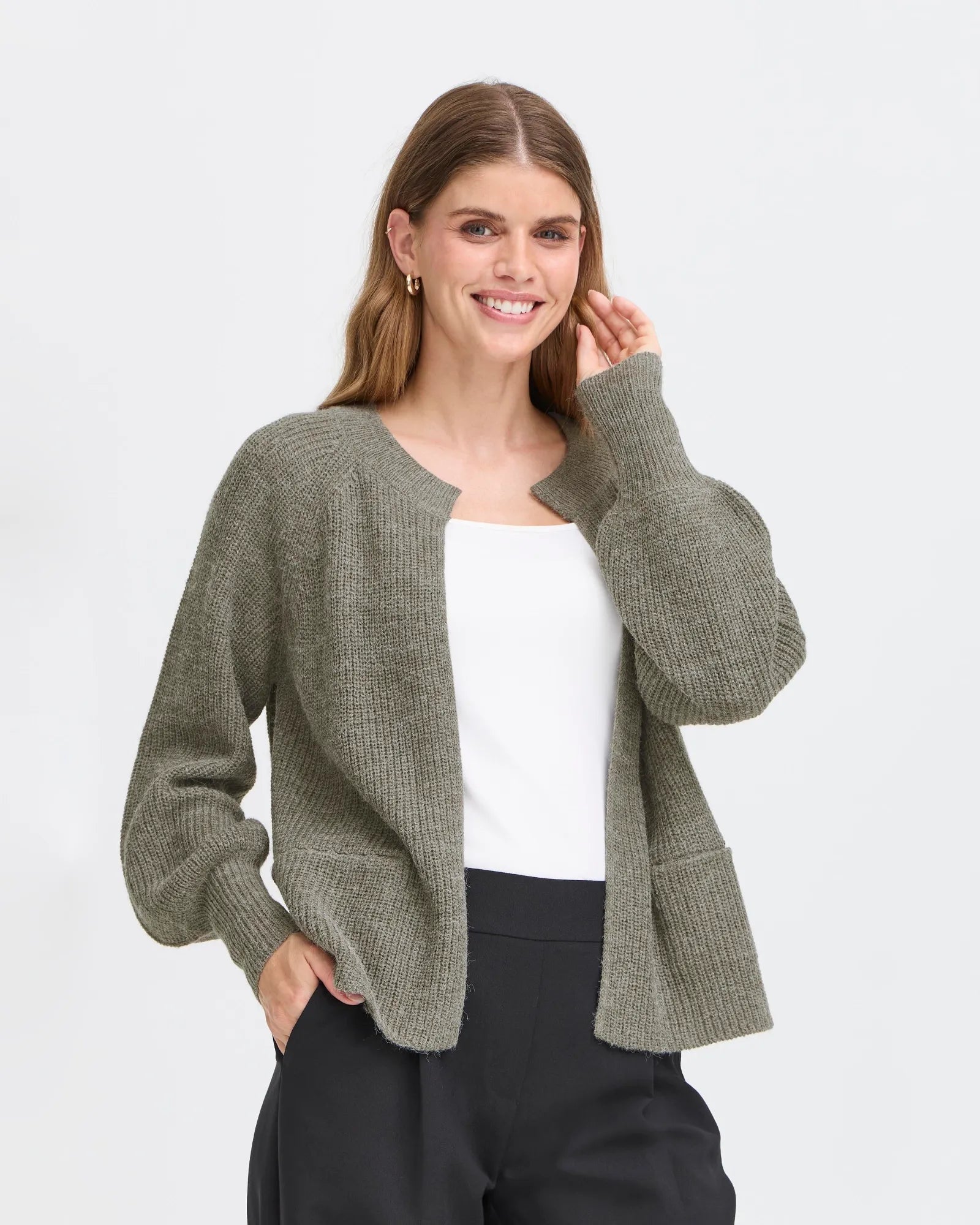 FRERETTA Cardigan - Dusty Olive