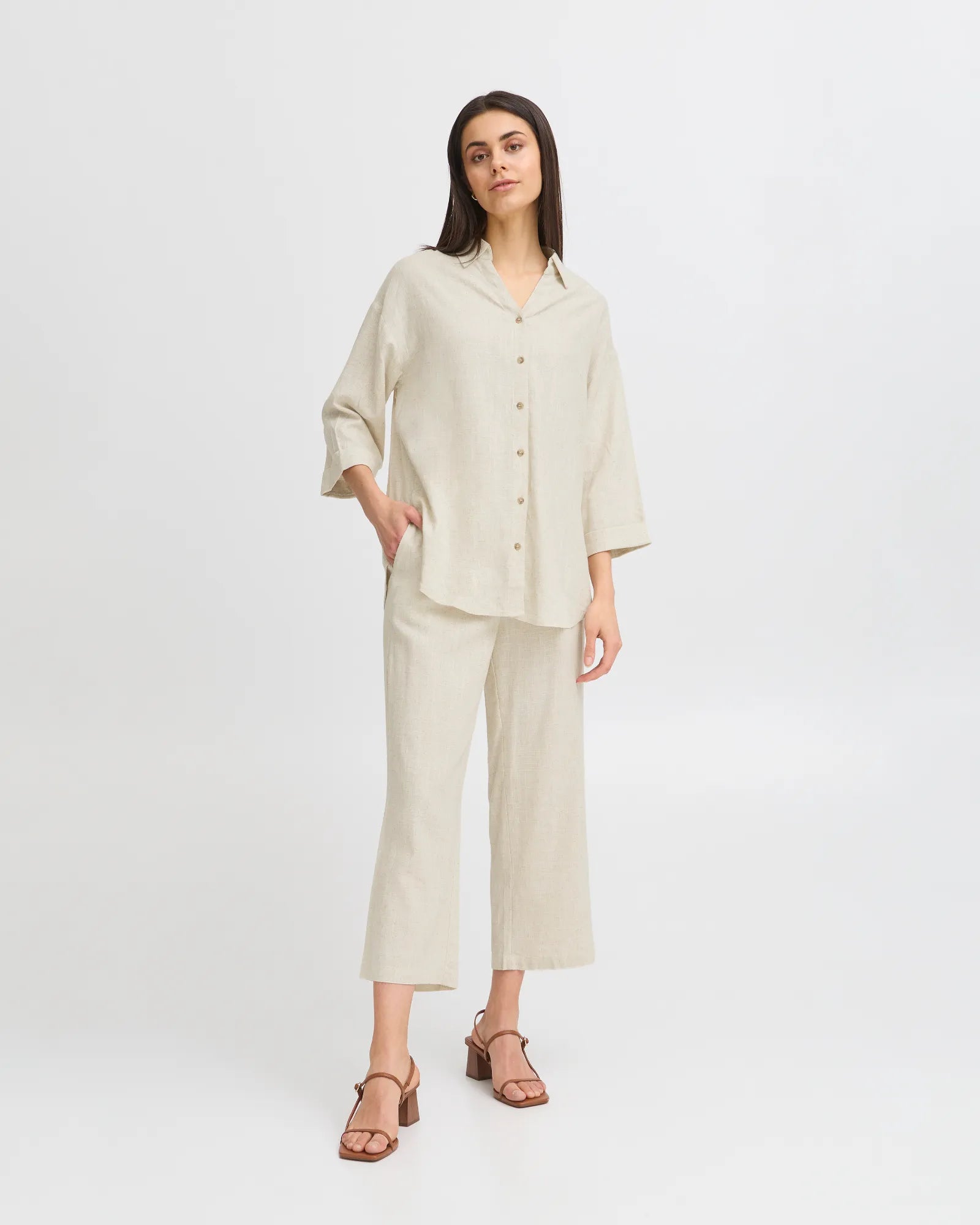 FRJUNA Trousers - Birch Melange
