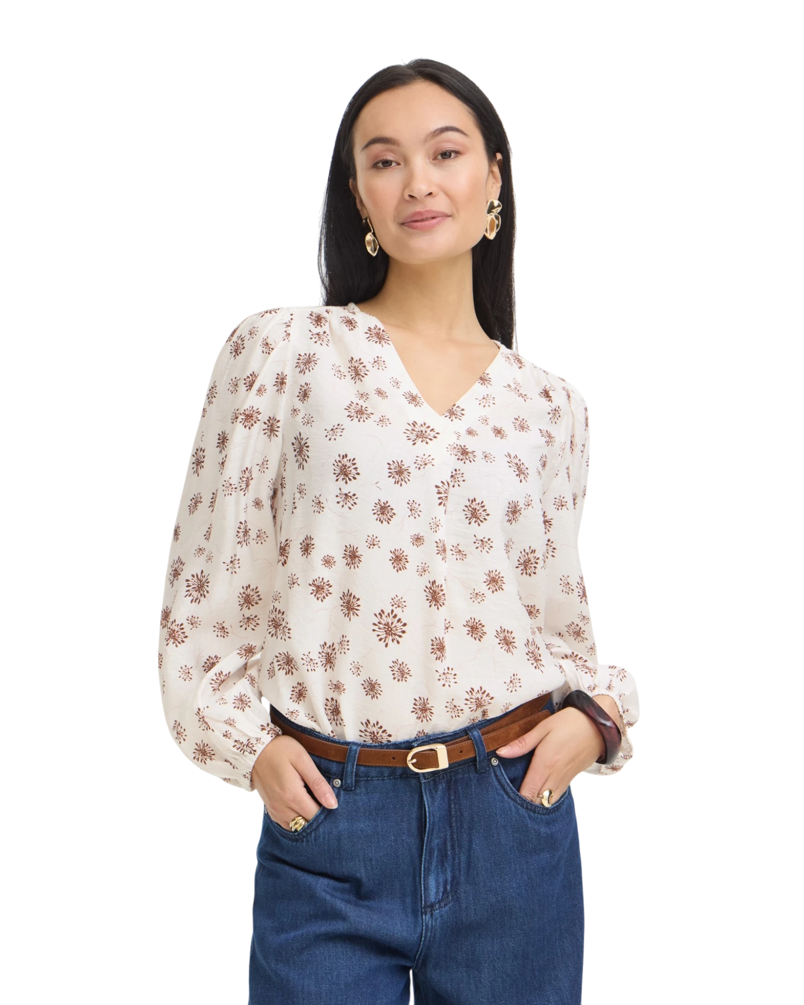 FRKALIA Blouse - Whisper White with Red
