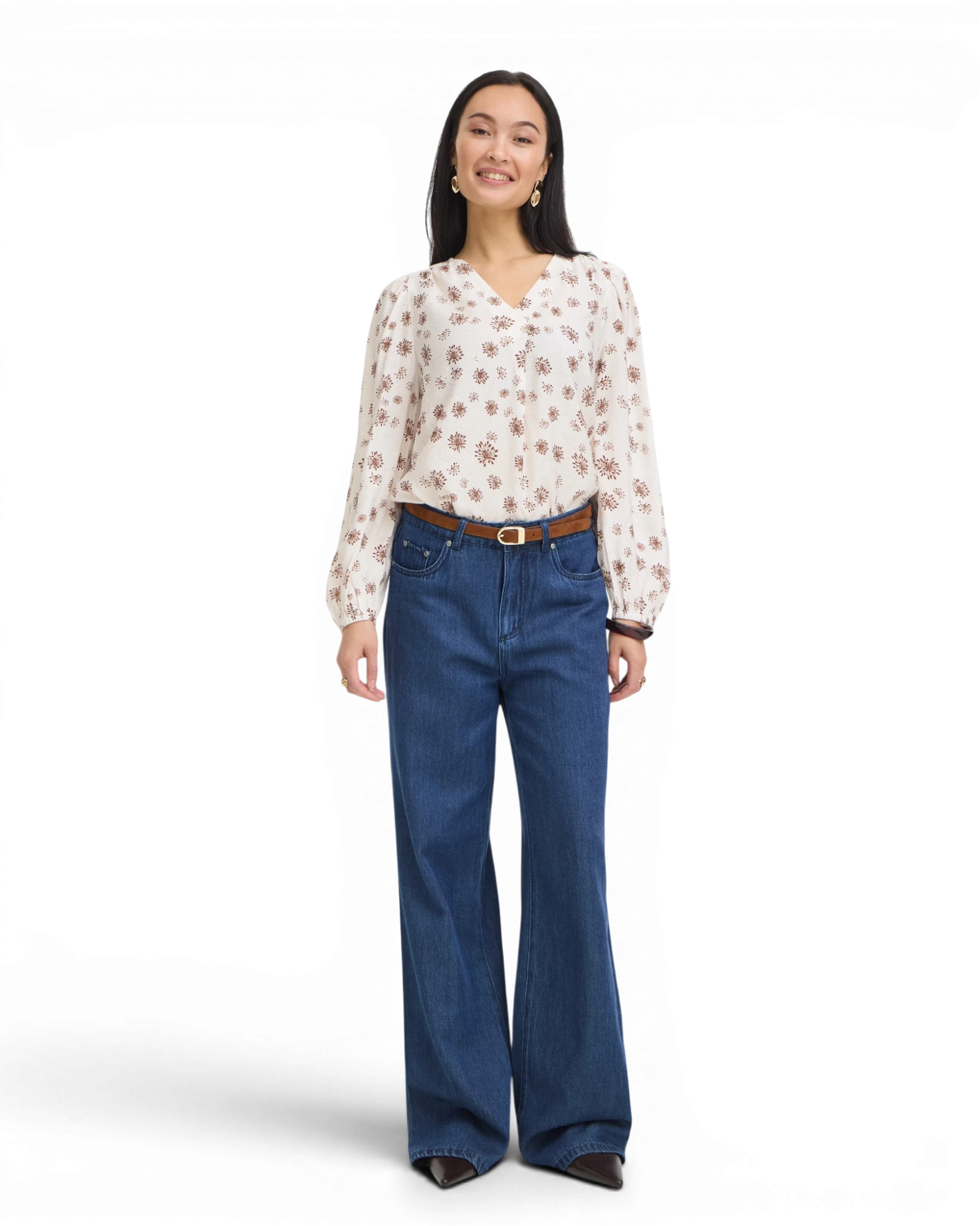 FRKALIA Blouse - Whisper White with Red