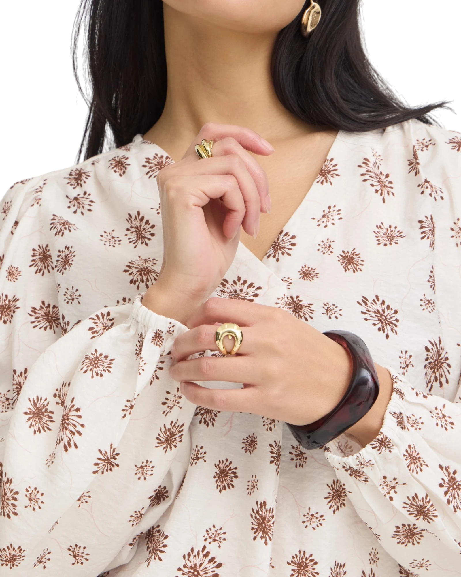 FRKALIA Blouse - Whisper White with Red