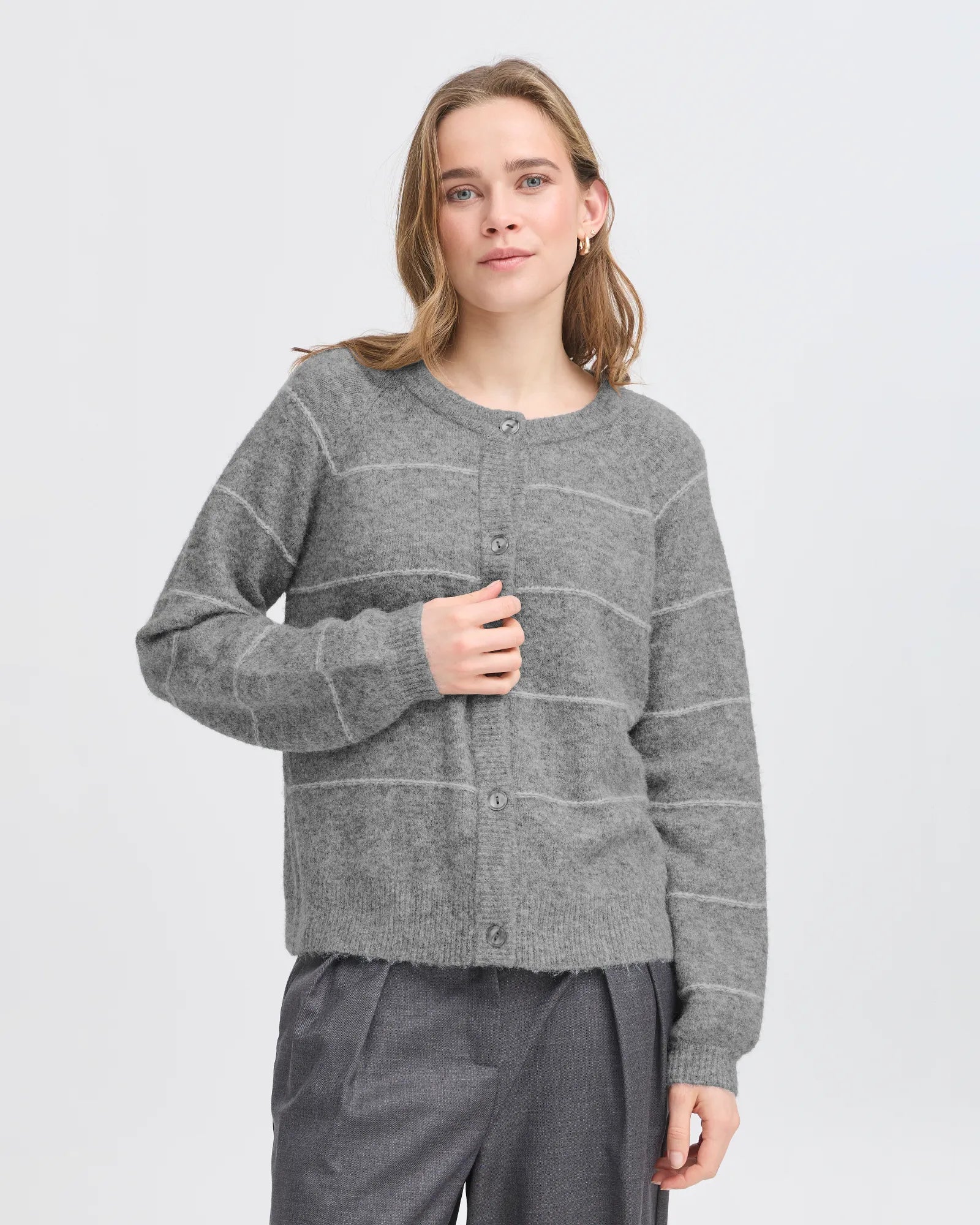 FRKENDRA Cardigan - Asphalt Melange Mix
