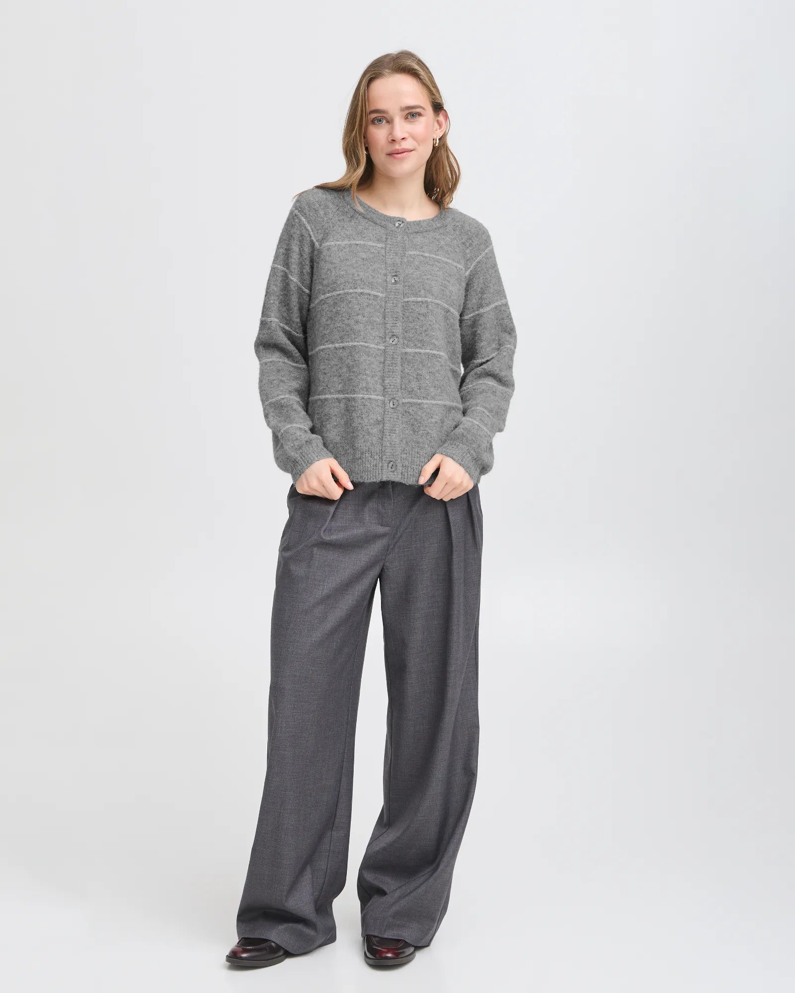 FRKENDRA Cardigan - Asphalt Melange Mix