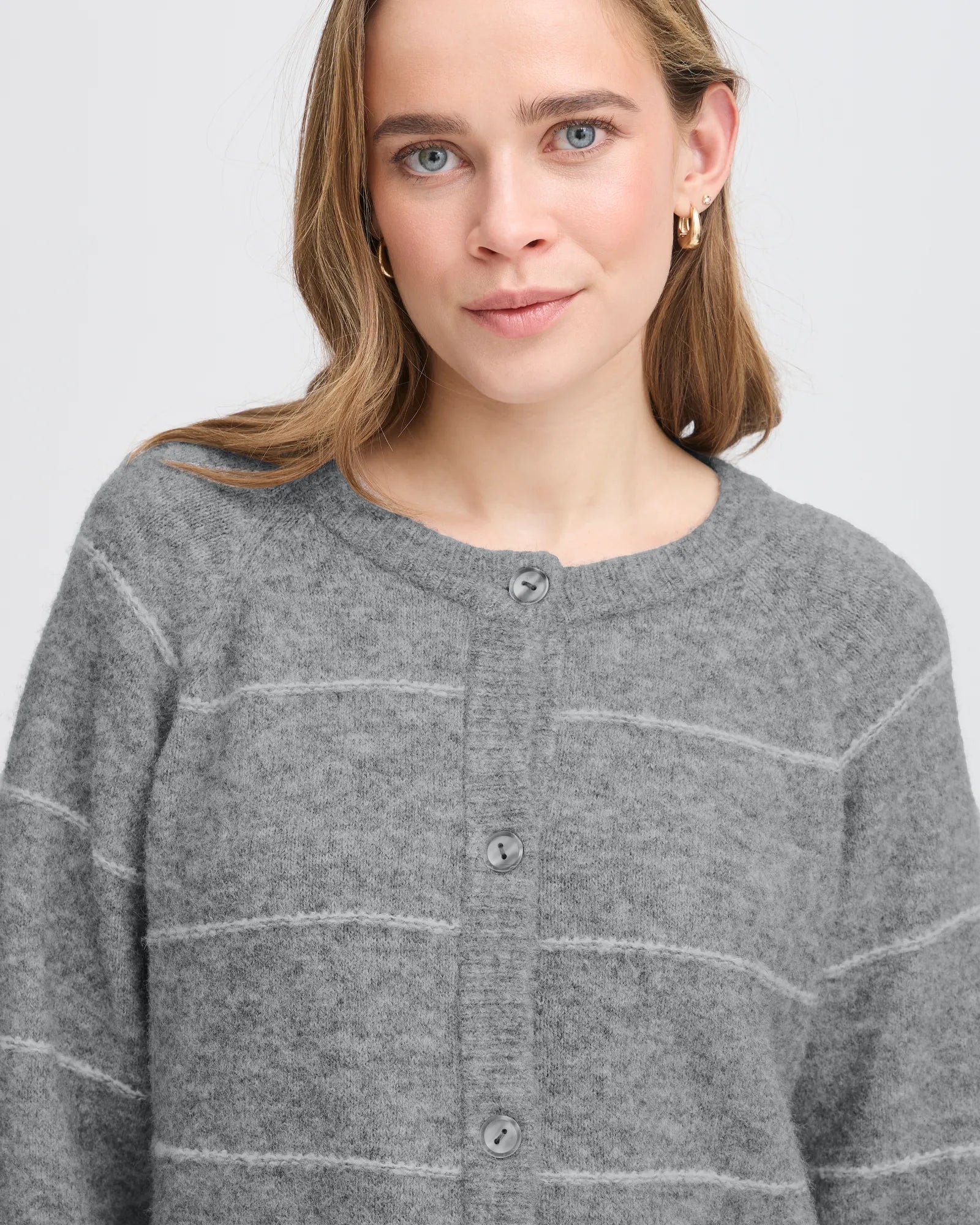FRKENDRA Cardigan - Asphalt Melange Mix