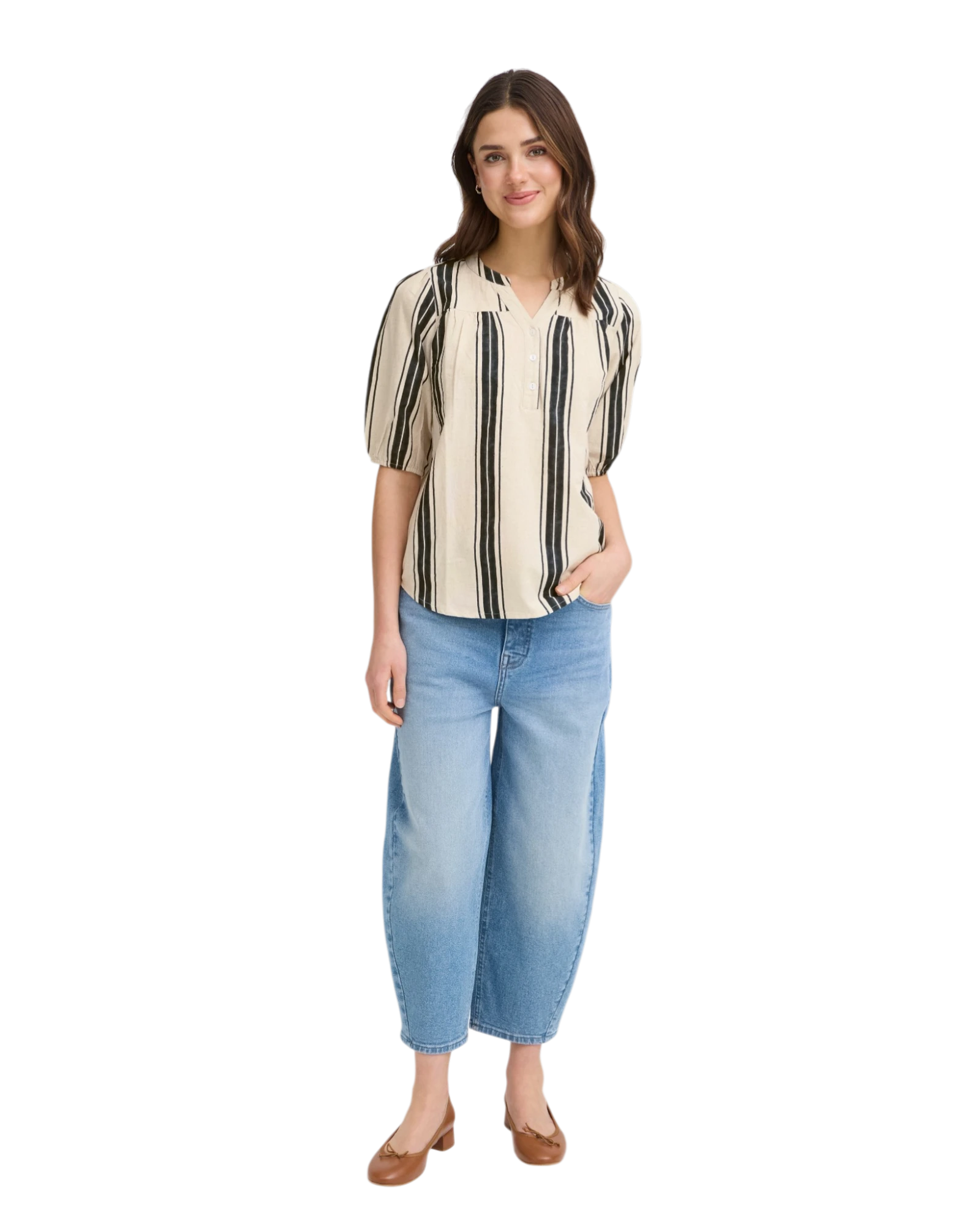 FRMADDIE Blouse - Wide Stripe Meteorite