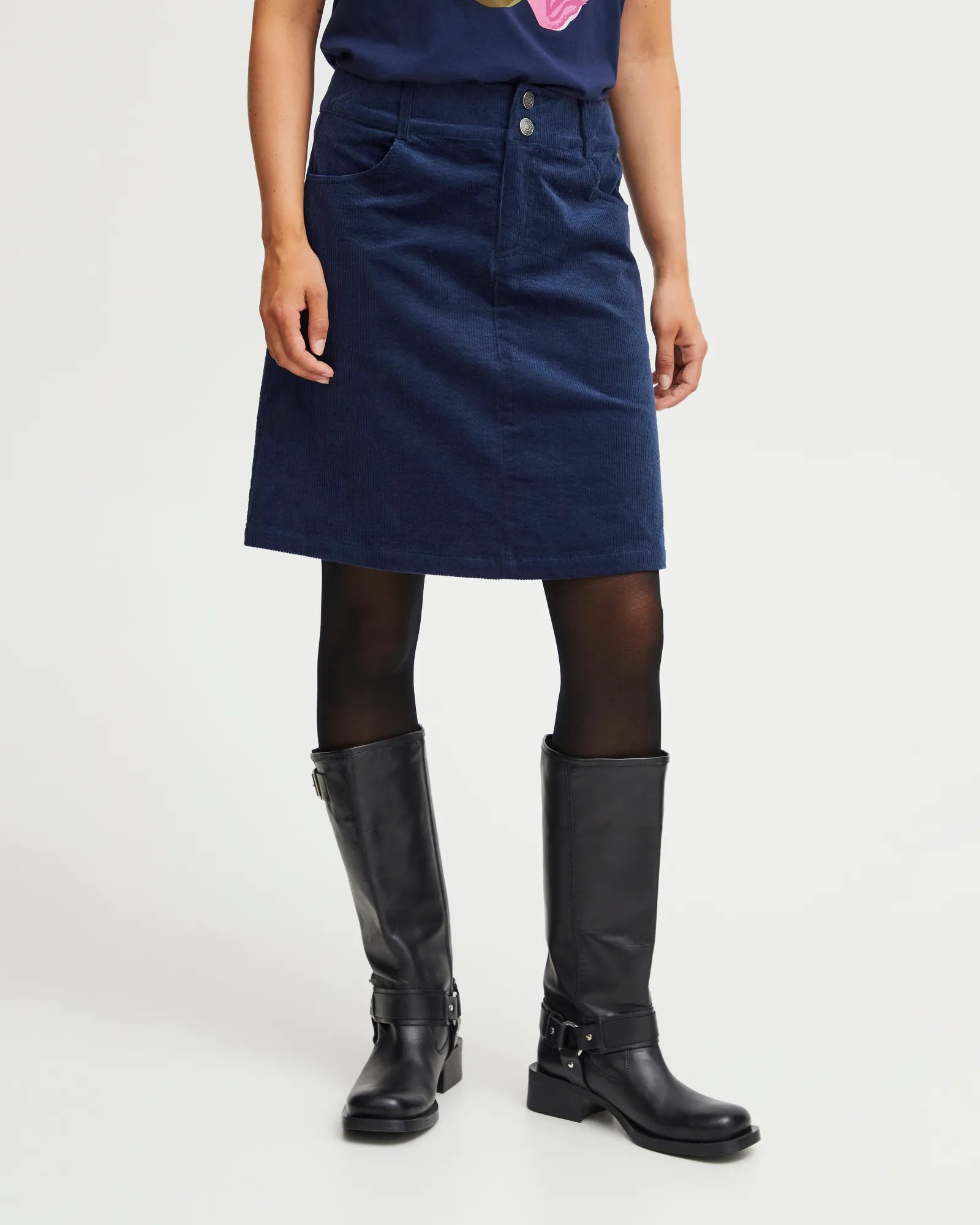 Mita Cord Skirt - Peacoat