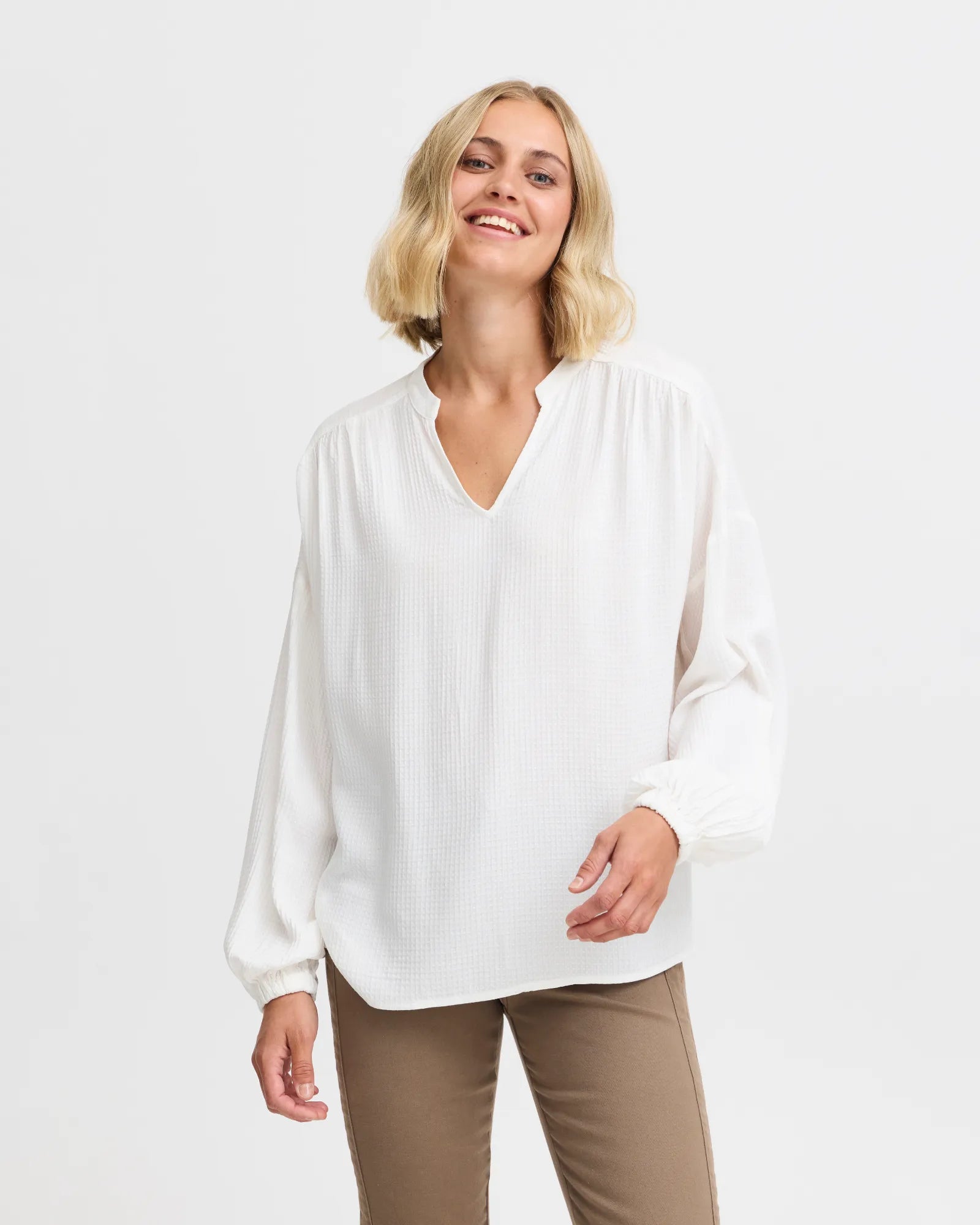 Oline Long Sleeve Blouse - Blanc de Blanc