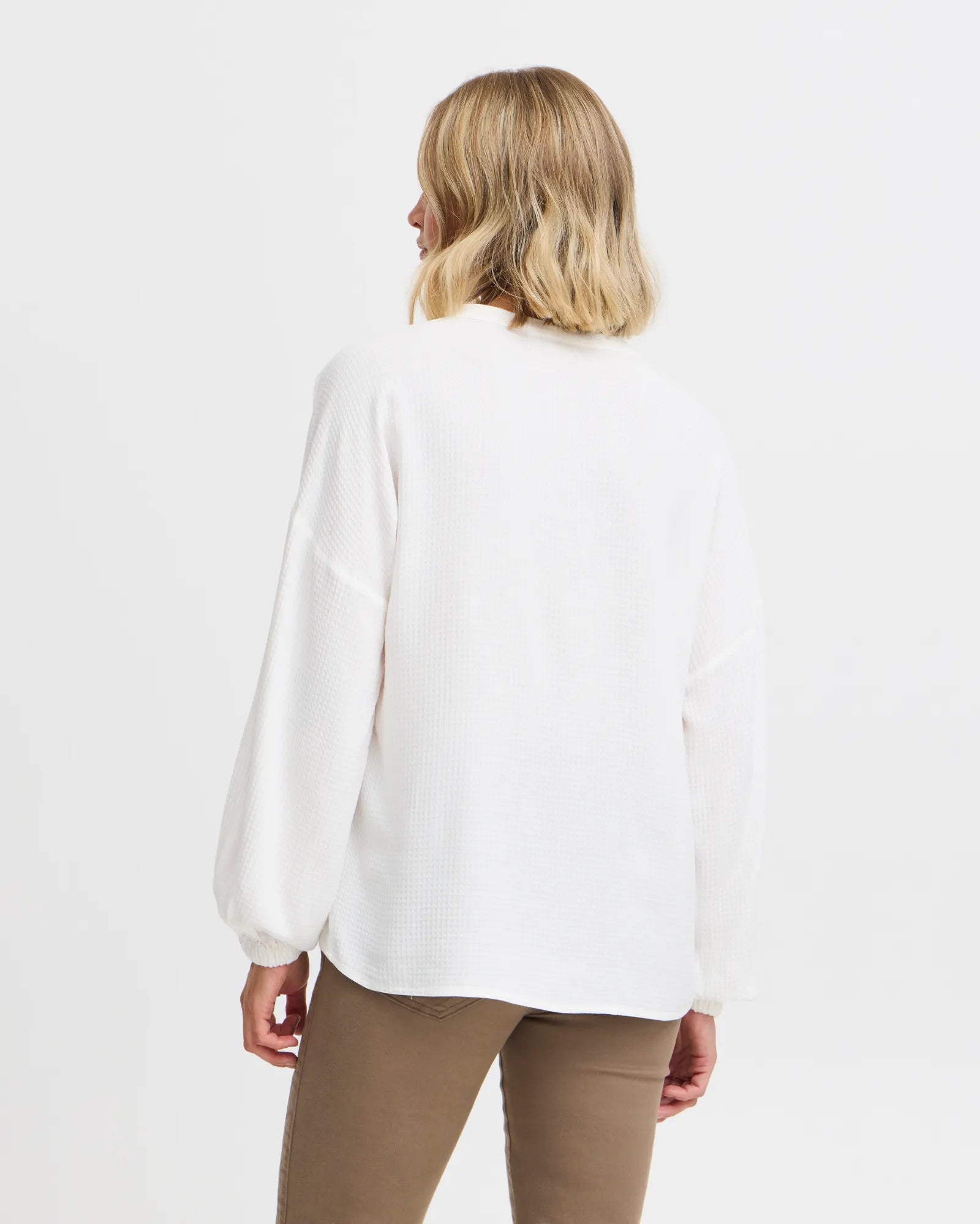 Oline Long Sleeve Blouse - Blanc de Blanc